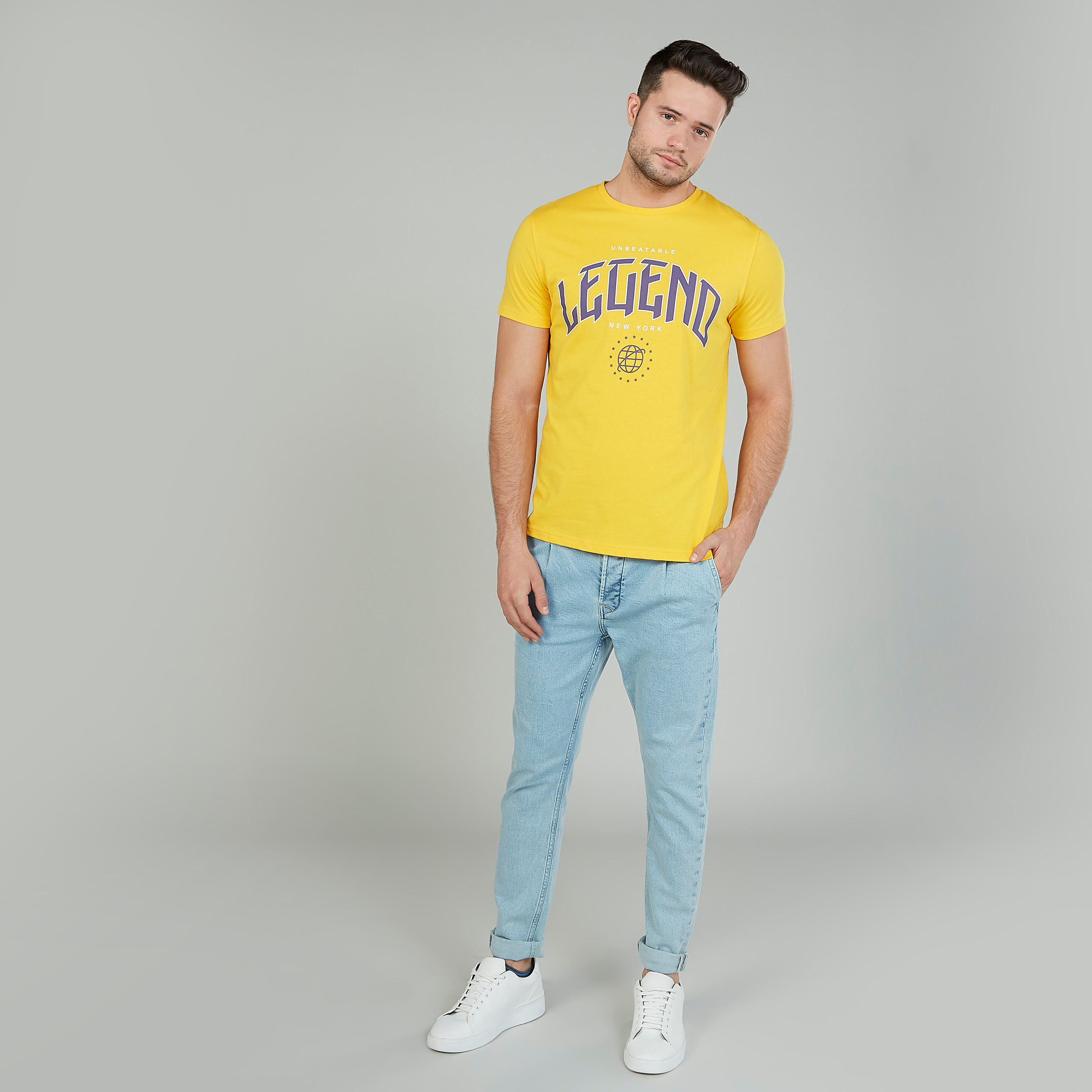 Printed T-shirt with Crew Neck and Short Sleeves-men-clothing-tshirtsandpolos-tshirts-image-2