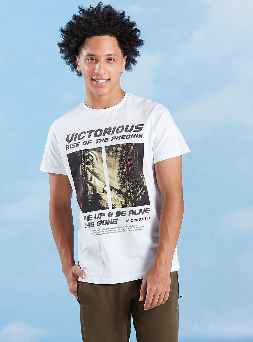 Printed T-shirt with Crew Neck and Short Sleeves-men-clothing-tshirtsandpolos-tshirts-image-1