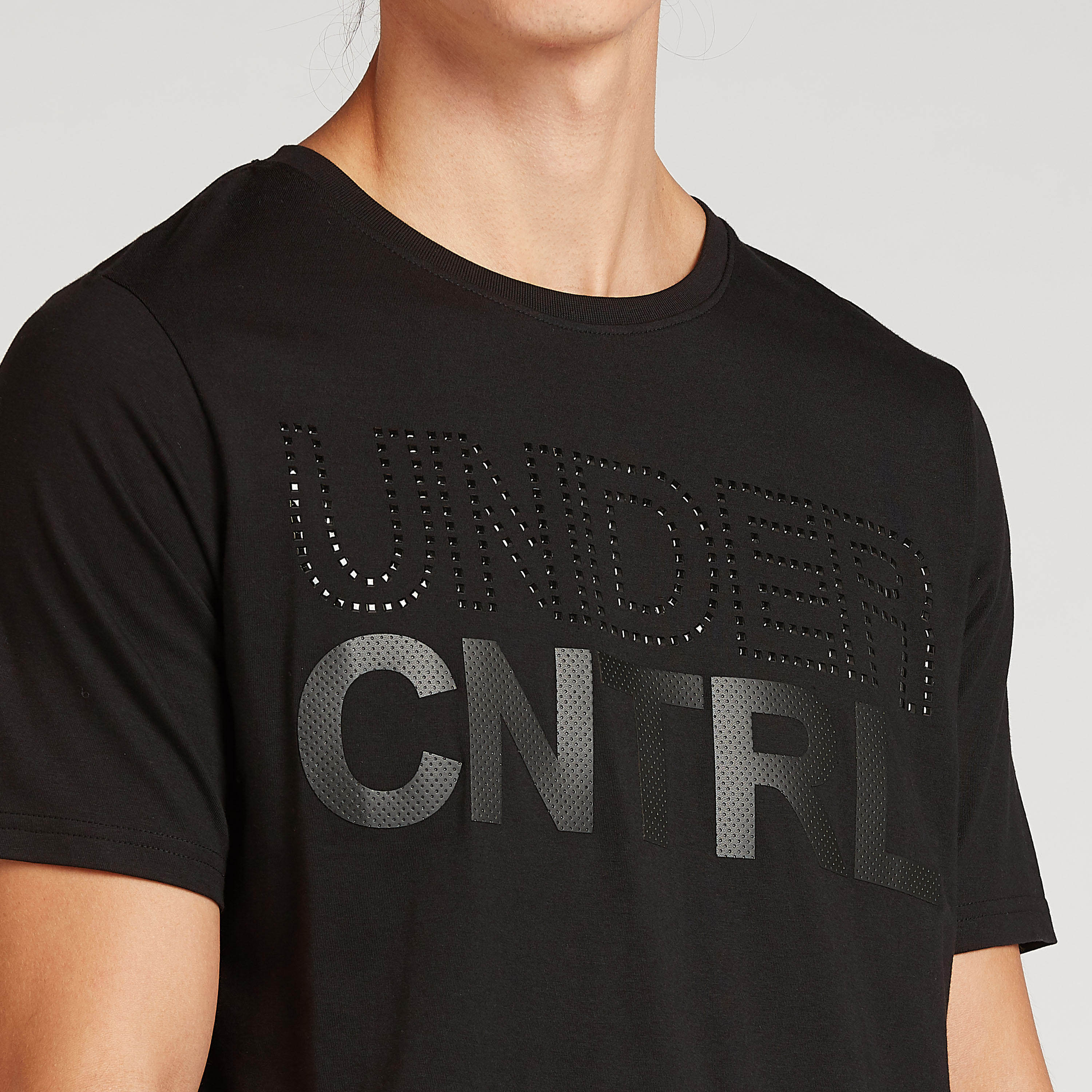 Embellished Detail T-shirt with Crew Neck and Short Sleeves-men-clothing-tshirtsandpolos-tshirts-image-3