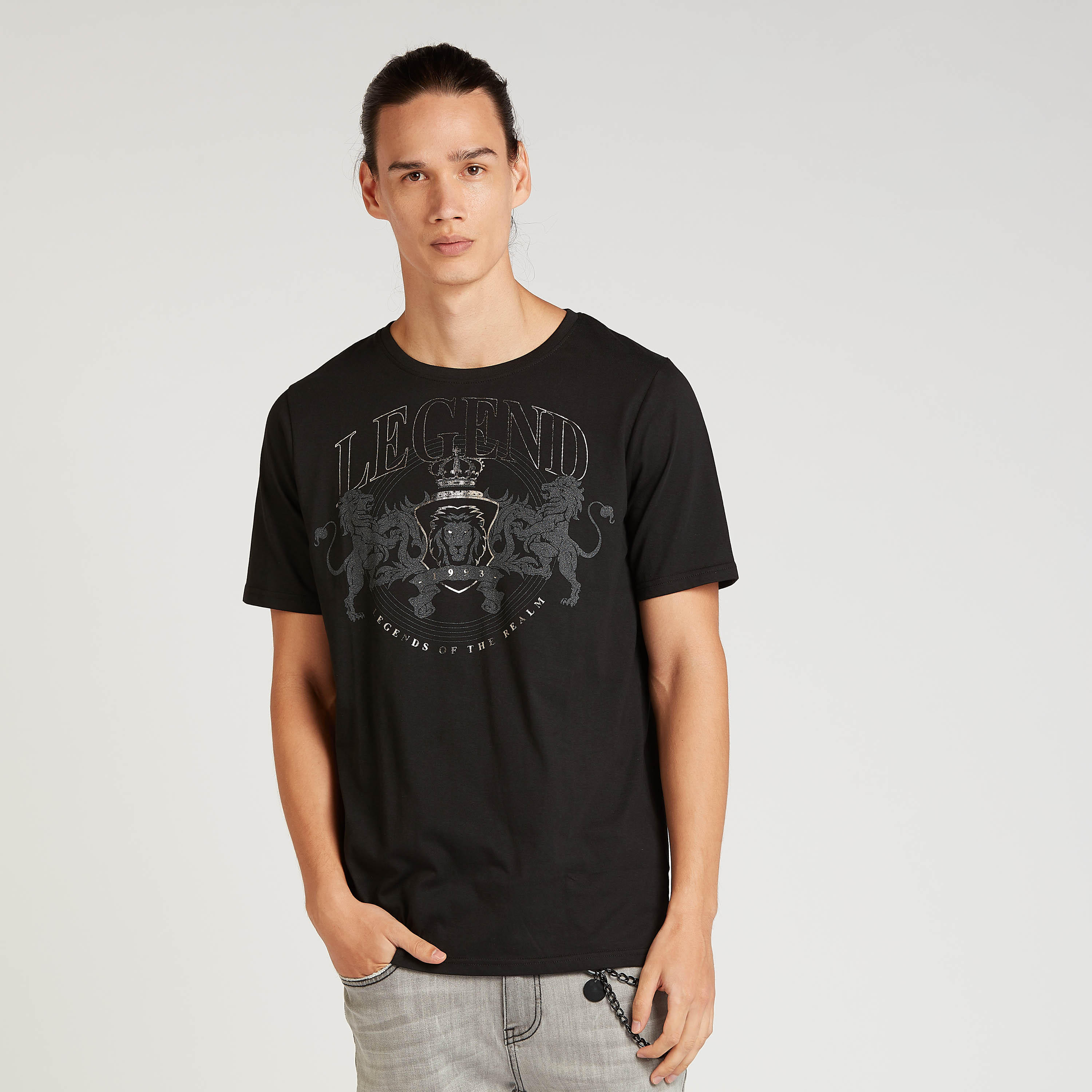 Printed T-shirt with Crew Neck and Short Sleeves-men-clothing-tshirtsandpolos-tshirts-image-1