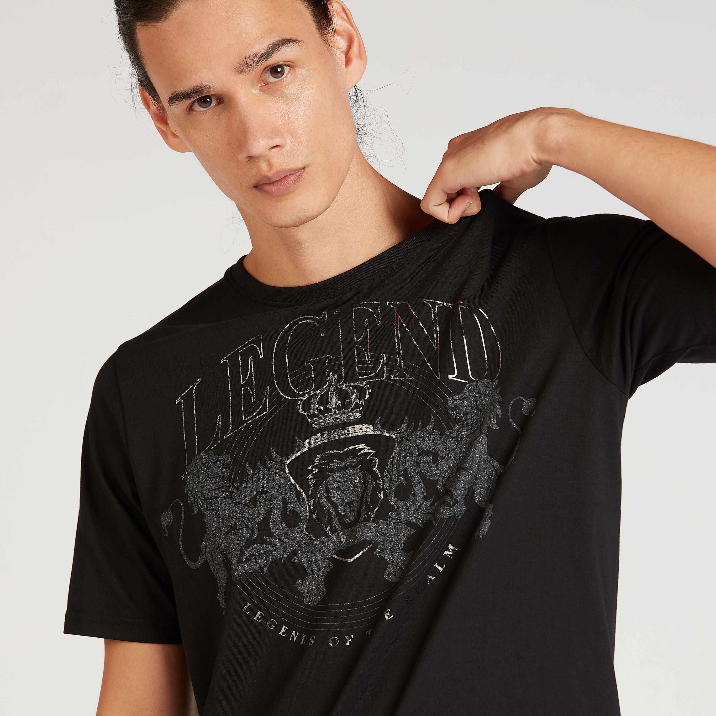 Printed T-shirt with Crew Neck and Short Sleeves-men-clothing-tshirtsandpolos-tshirts-image-3