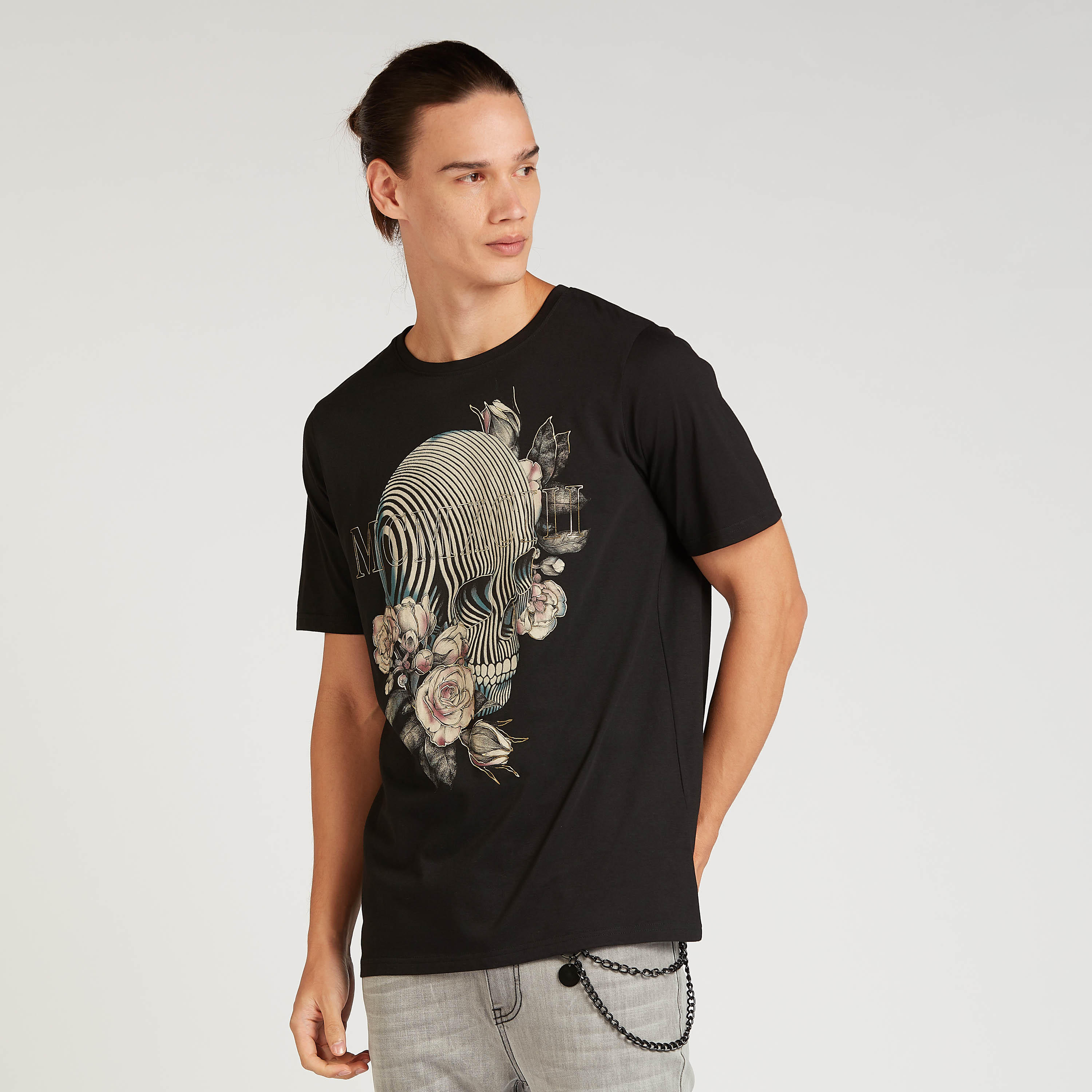Printed T-shirt with Crew Neck and Short Sleeves-men-clothing-tshirtsandpolos-tshirts-image-1