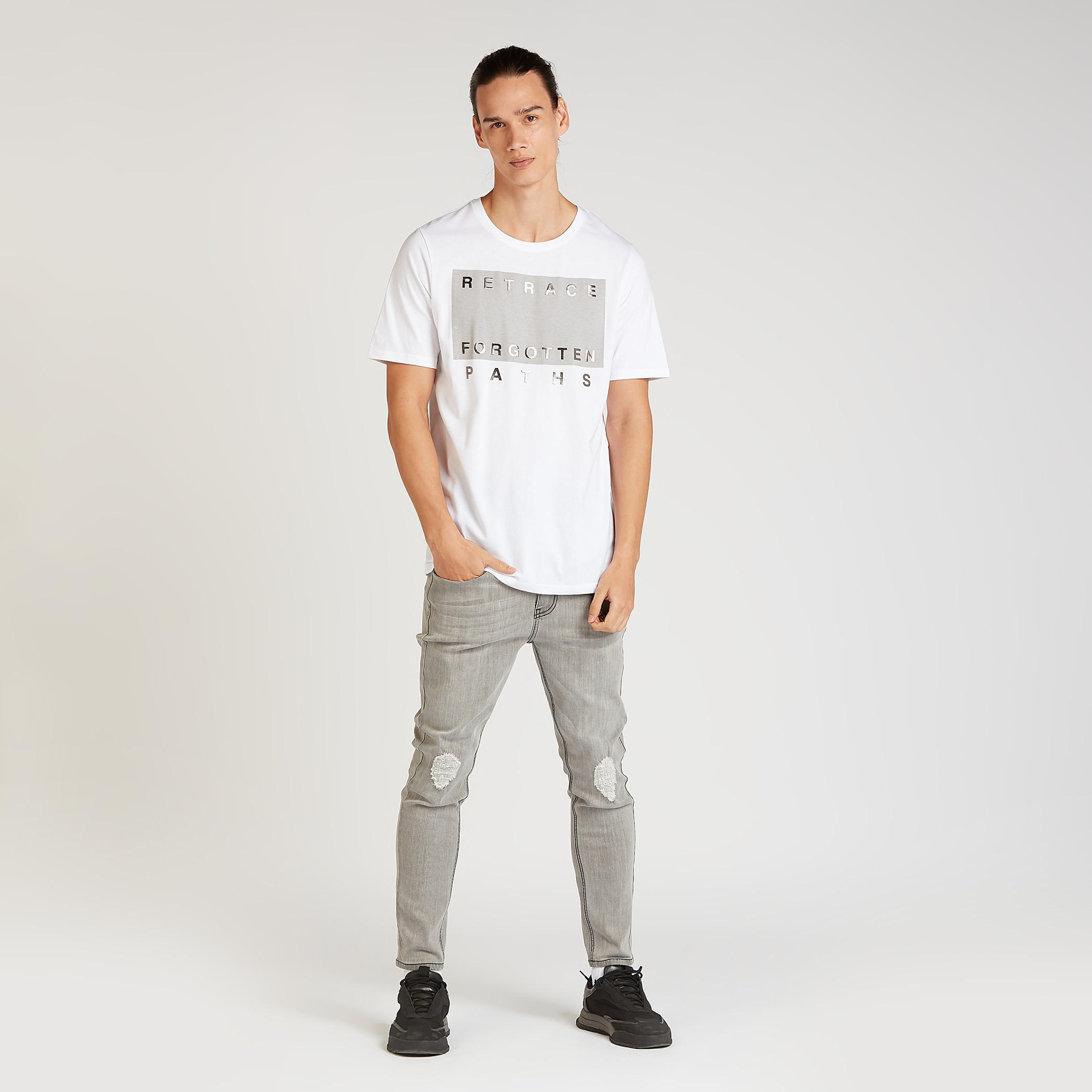 Foil Print T-shirt with Crew Neck and Short Sleeves-men-clothing-tshirtsandpolos-tshirts-image-2