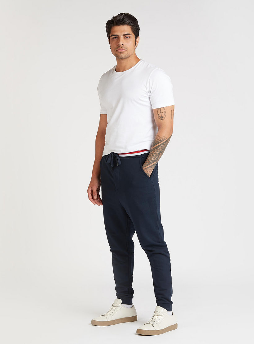 Solid Jog Pants with Pockets and Striped Elasticised Waistband-men-clothing-bottoms-joggers-image-2
