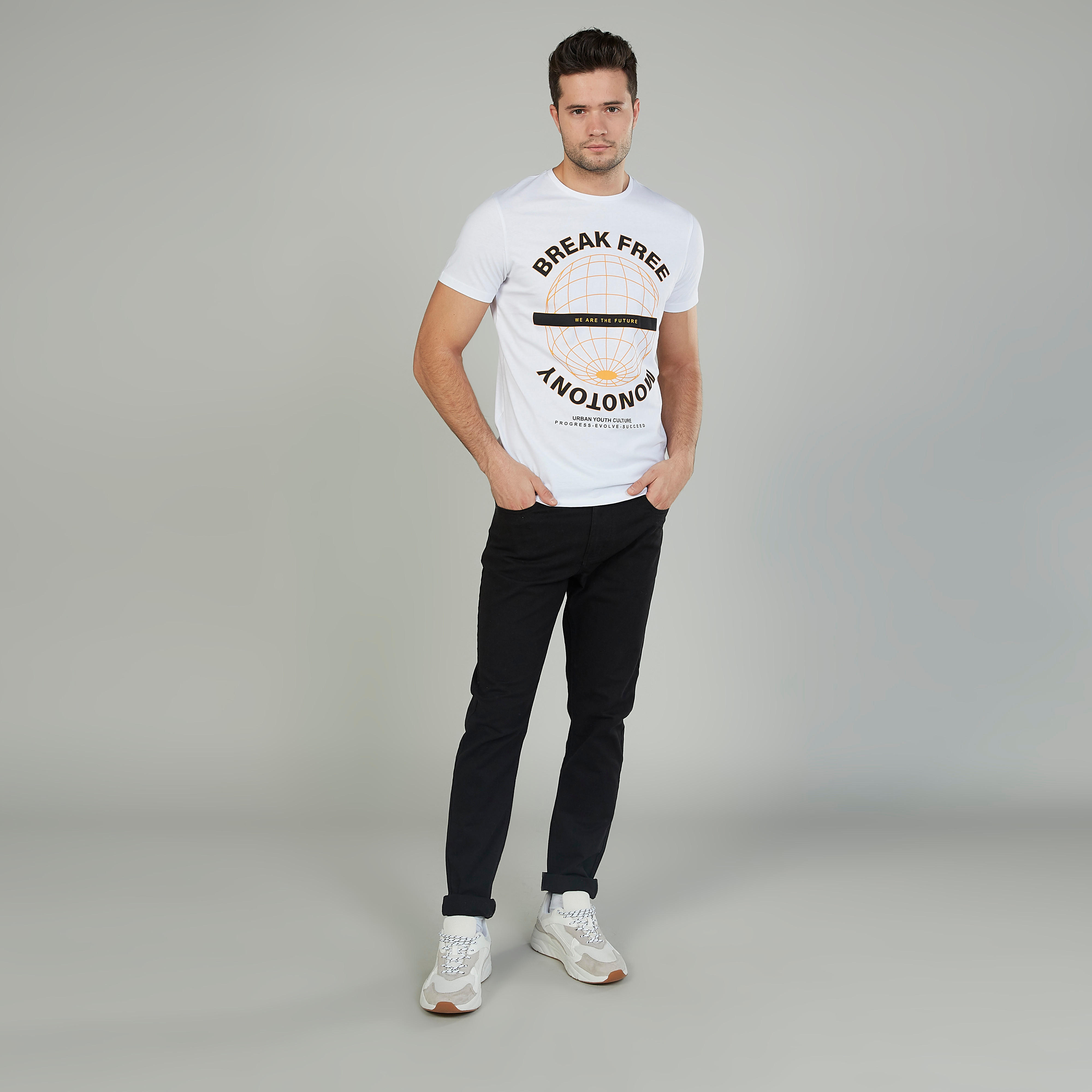 Typographic Print T-shirt with Crew Neck and Short Sleeves-men-clothing-tshirtsandpolos-tshirts-image-2