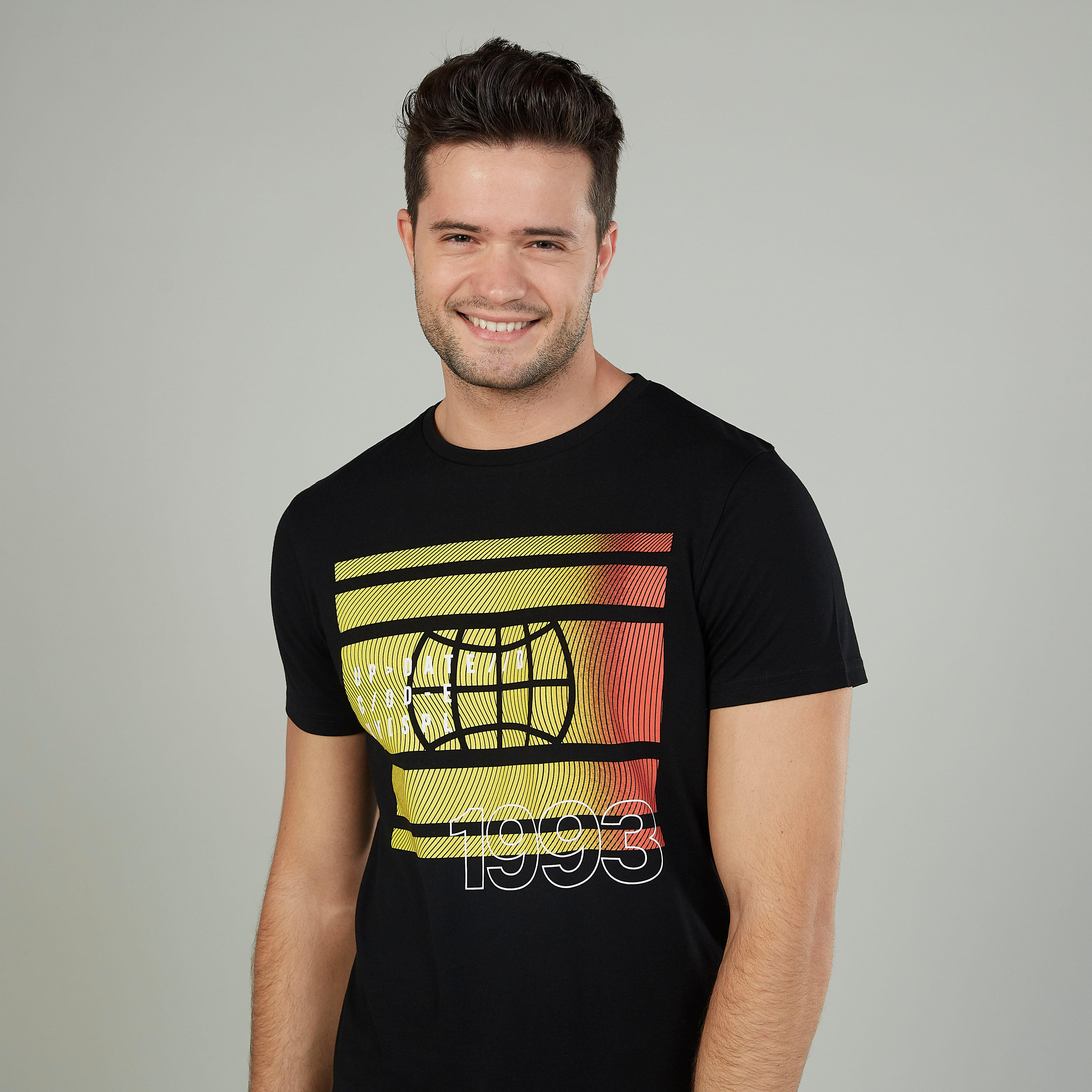 Printed T-shirt with Round Neck and Short Sleeves-men-clothing-tshirtsandpolos-tshirts-image-3