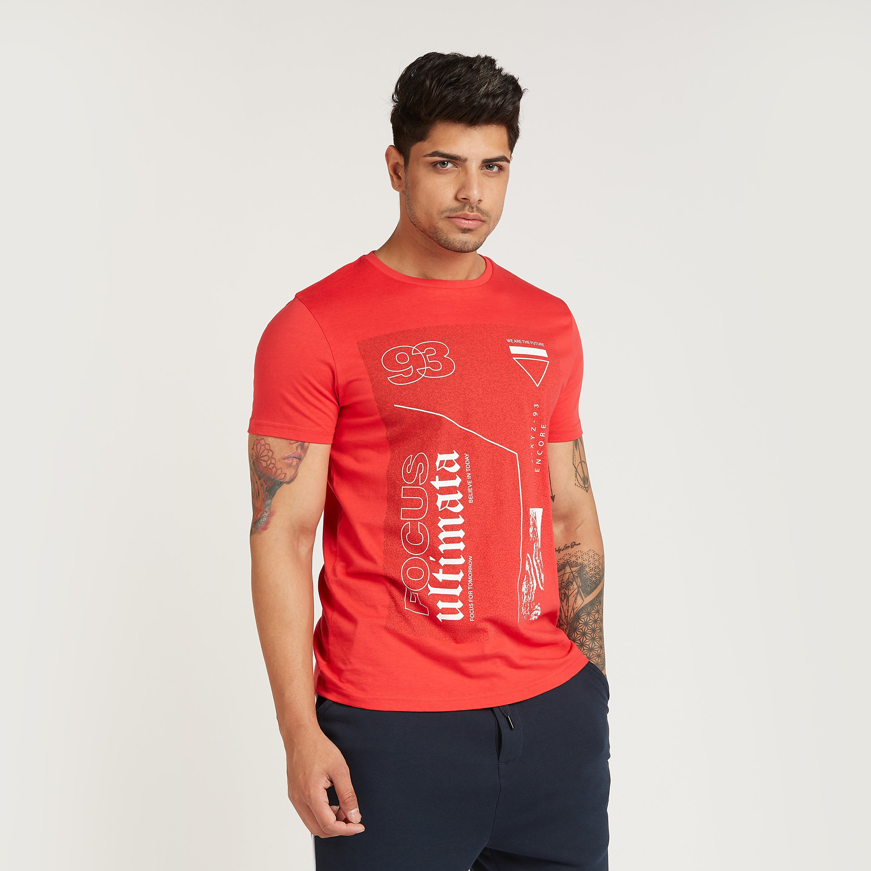 Printed T-shirt with Crew Neck and Short Sleeves-men-clothing-tshirtsandpolos-tshirts-image-1