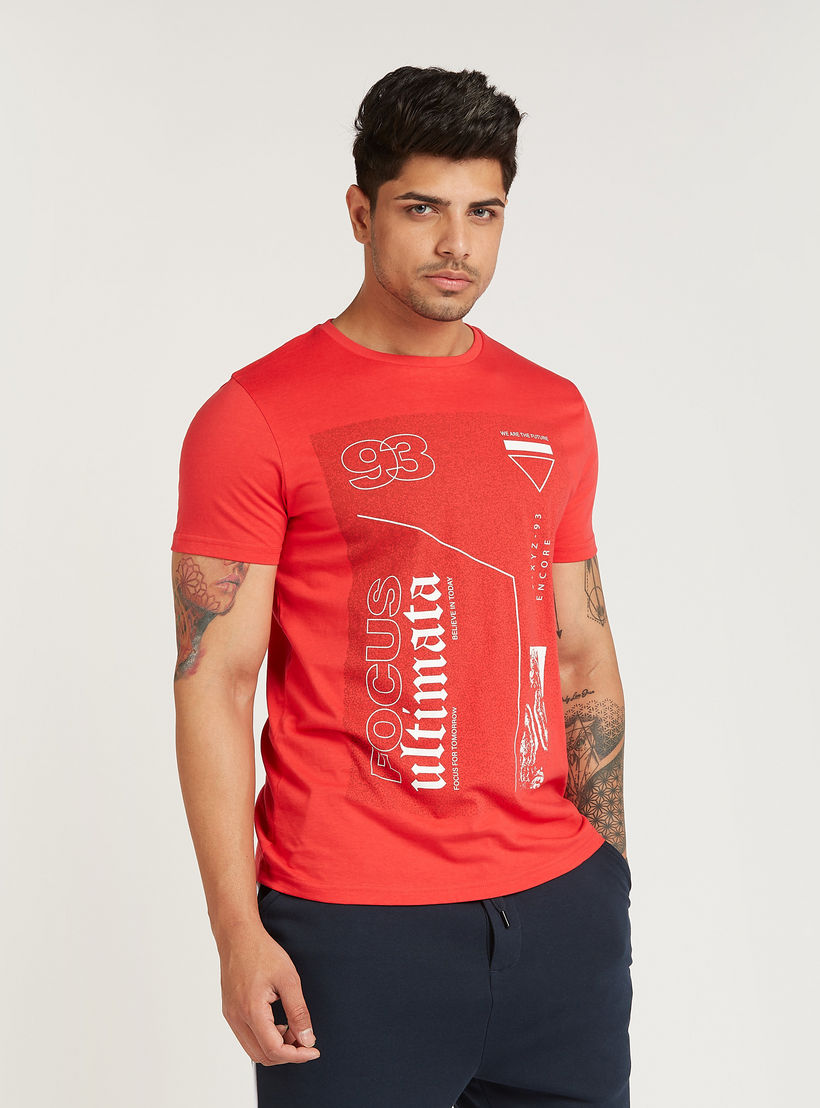Printed T-shirt with Crew Neck and Short Sleeves-men-clothing-tshirtsandpolos-tshirts-image-1