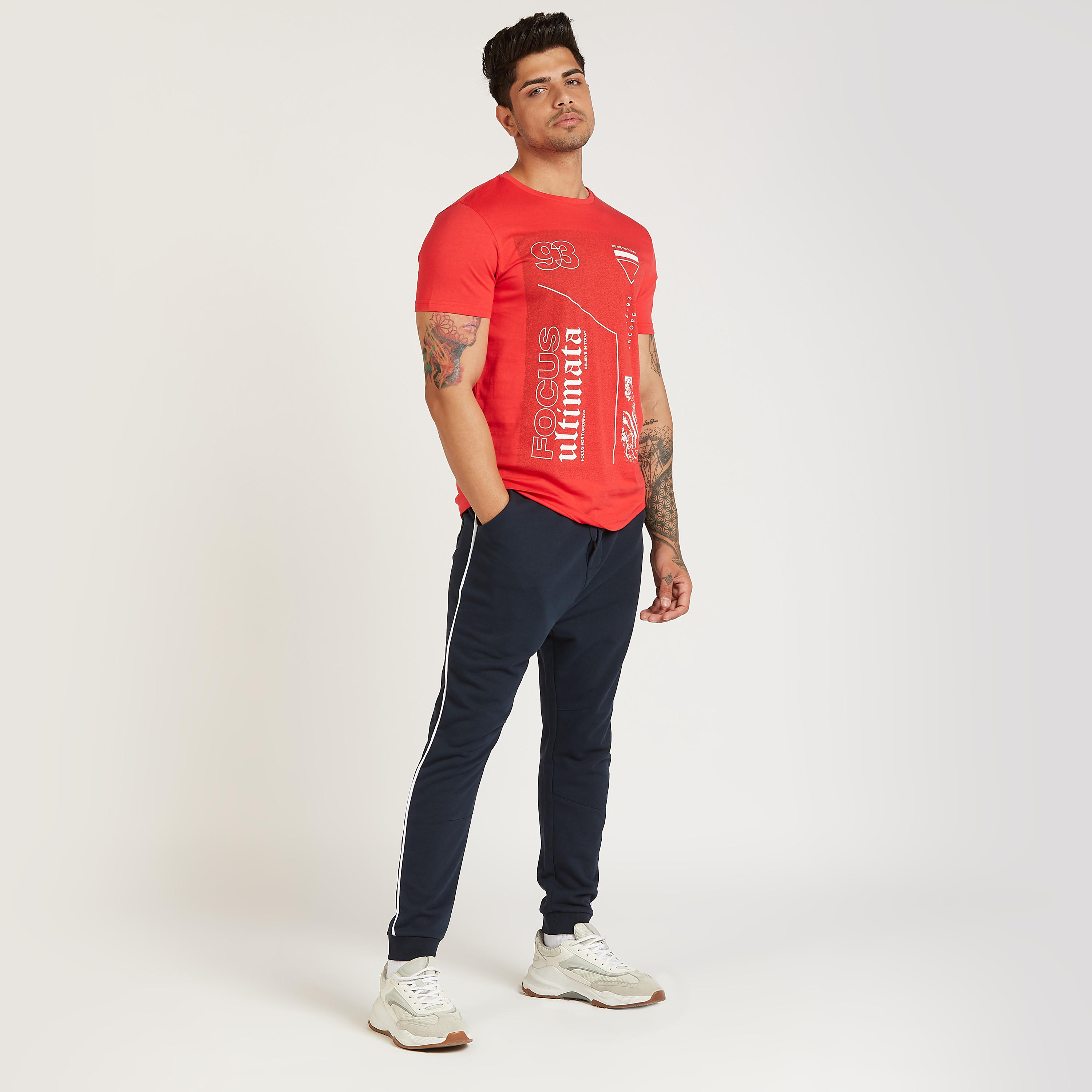 Printed T-shirt with Crew Neck and Short Sleeves-men-clothing-tshirtsandpolos-tshirts-image-2