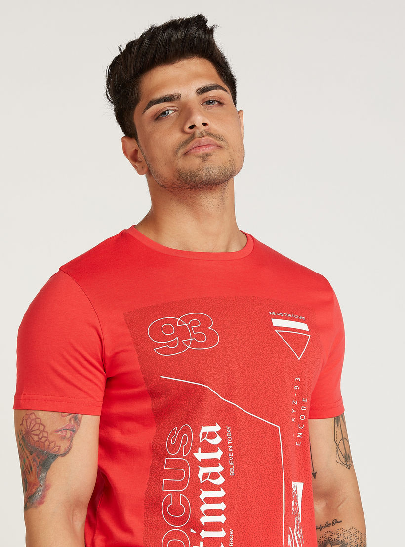 Printed T-shirt with Crew Neck and Short Sleeves-men-clothing-tshirtsandpolos-tshirts-image-3