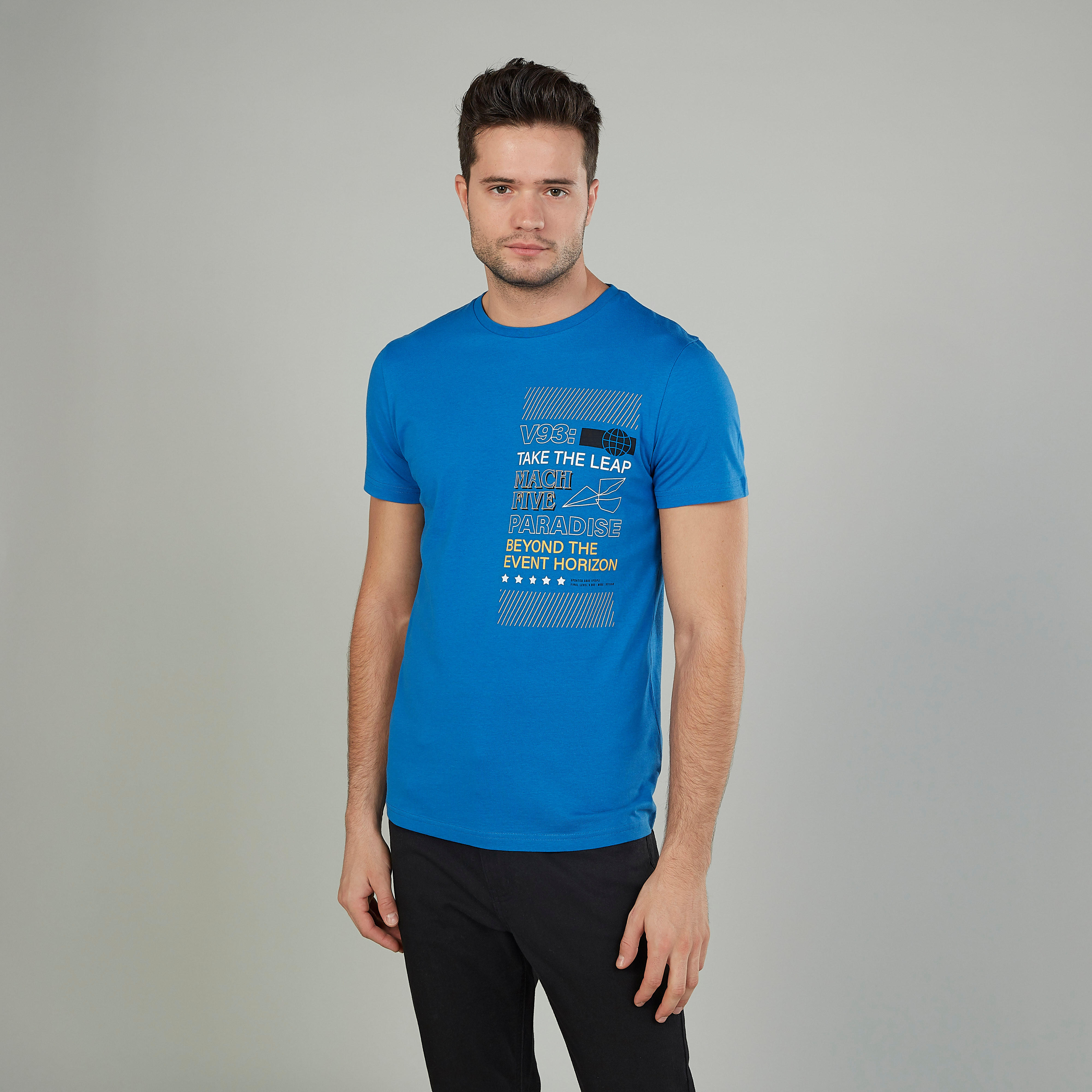 Printed T-shirt with Crew Neck and Short Sleeves-men-clothing-tshirtsandpolos-tshirts-image-1
