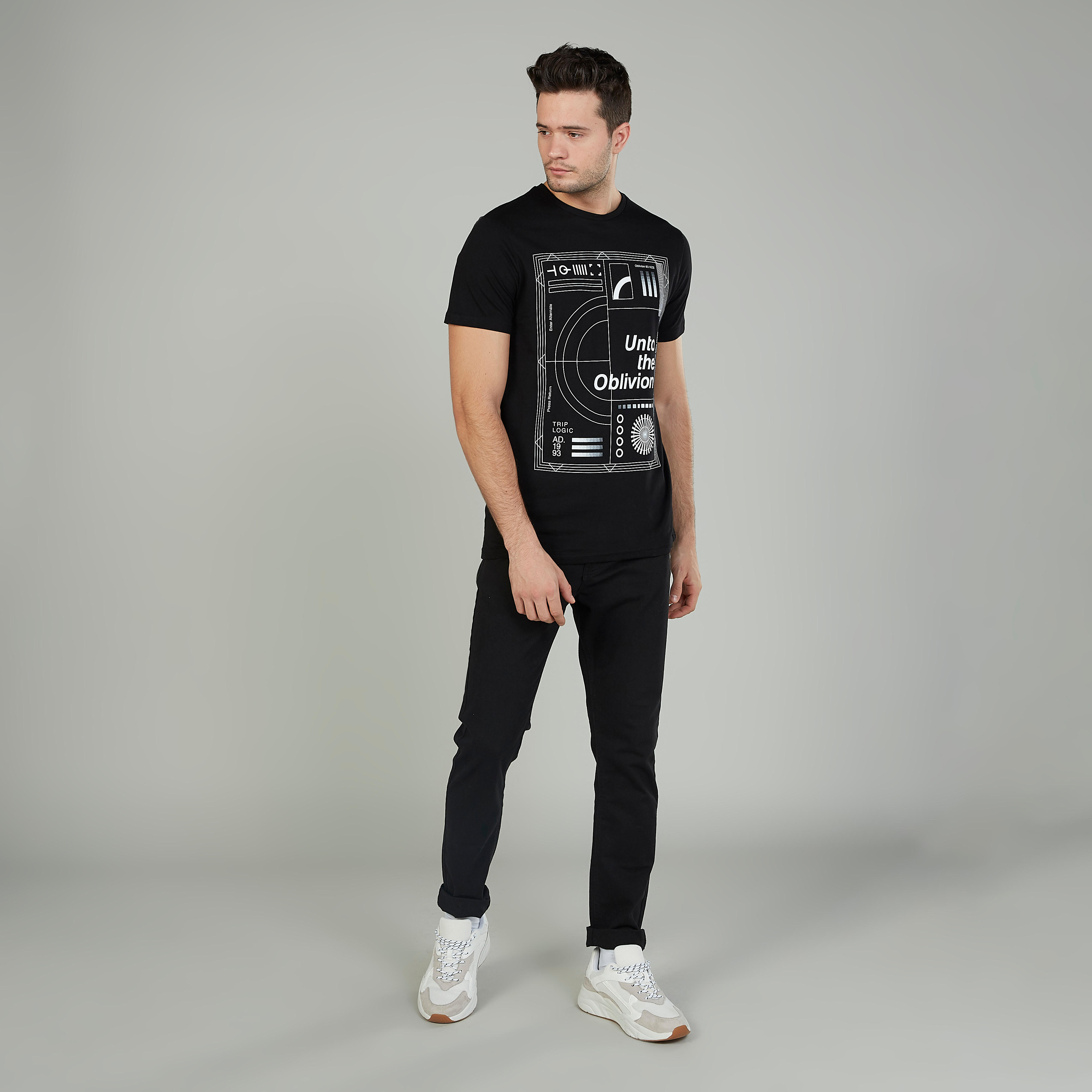 Printed T-shirt with Crew Neck and Short Sleeves-men-clothing-tshirtsandpolos-tshirts-image-2