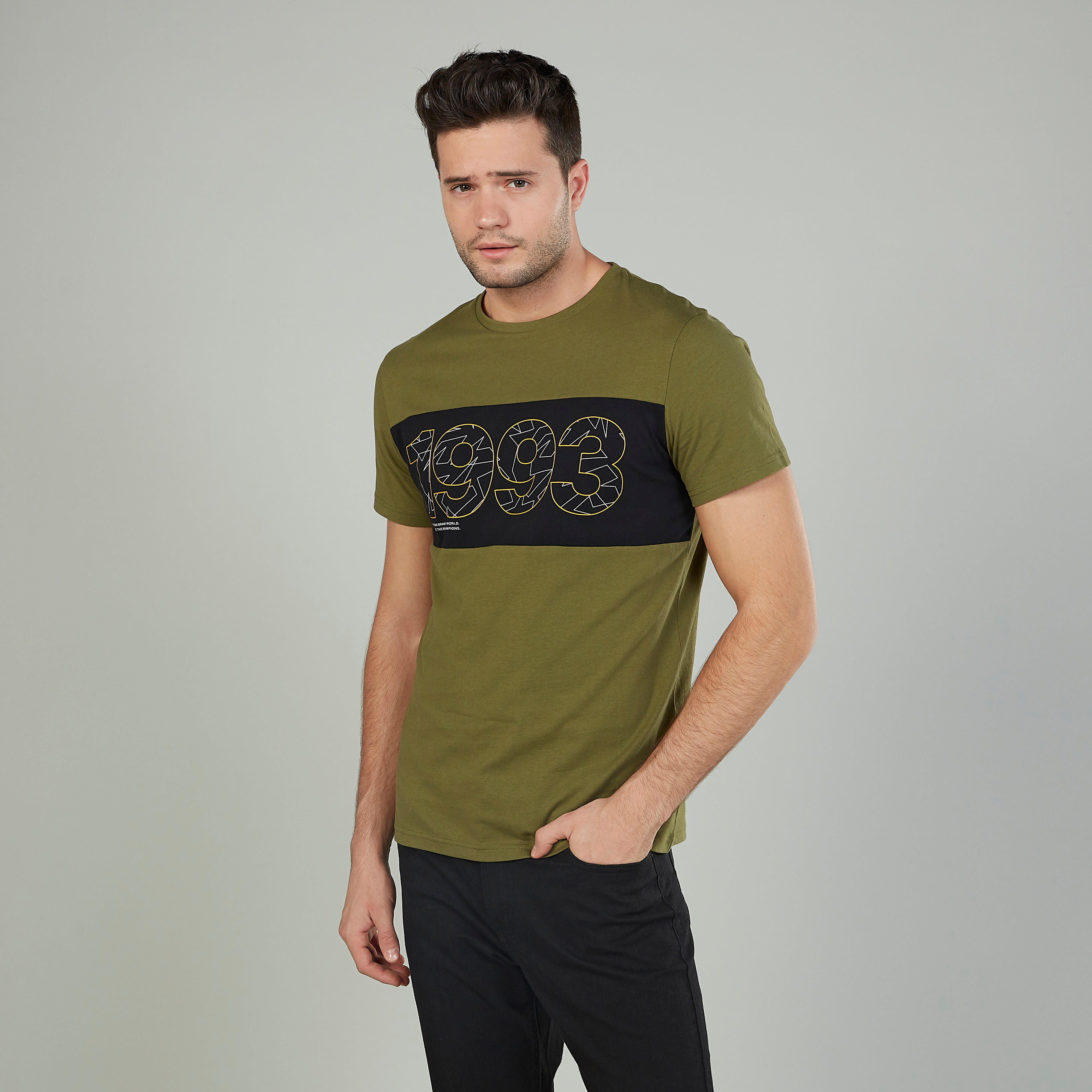 Printed T-shirt with Round Neck and Short Sleeves-men-clothing-tshirtsandpolos-tshirts-image-1