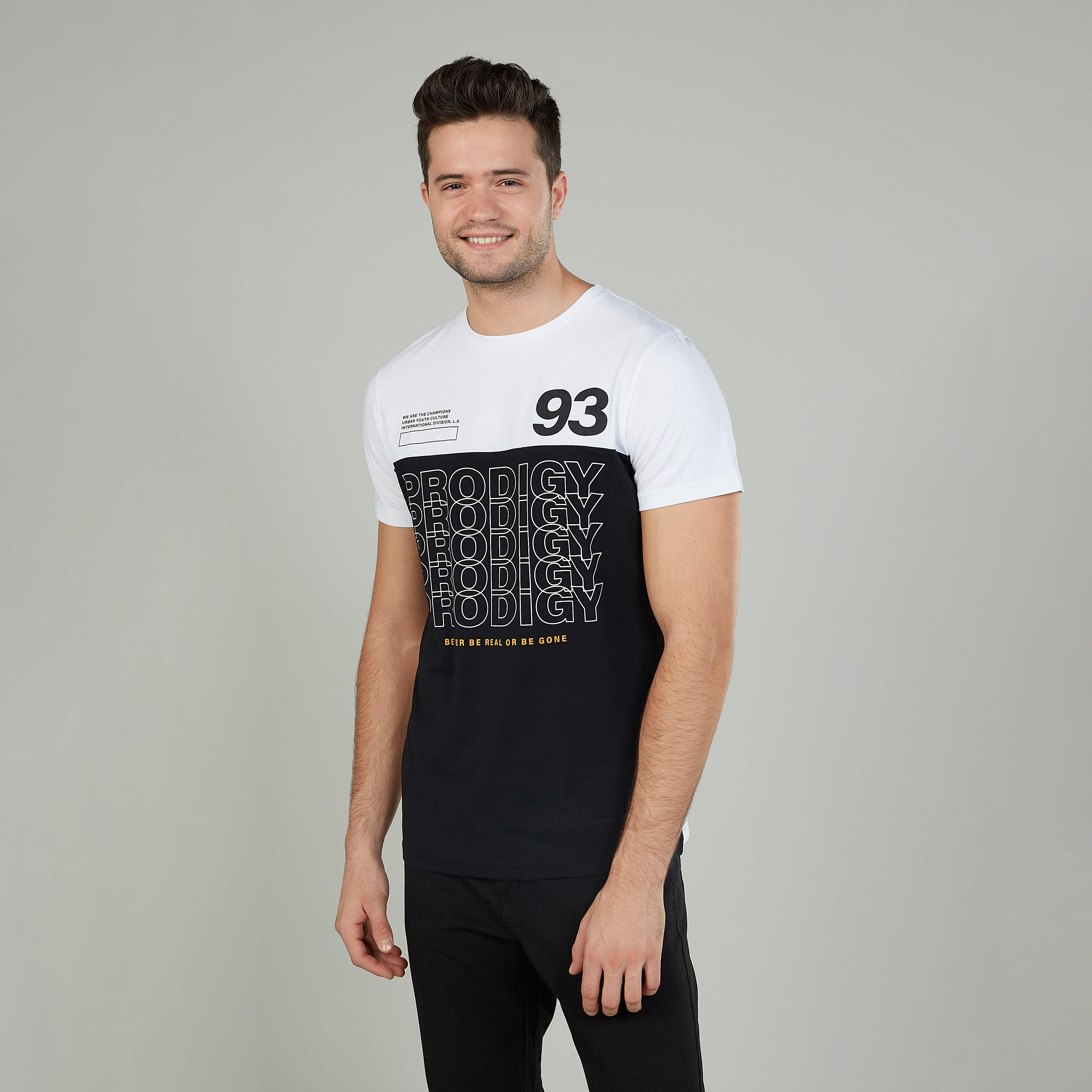 Typographic Print T-shirt with Crew Neck and Short Sleeves-men-clothing-tshirtsandpolos-tshirts-image-1
