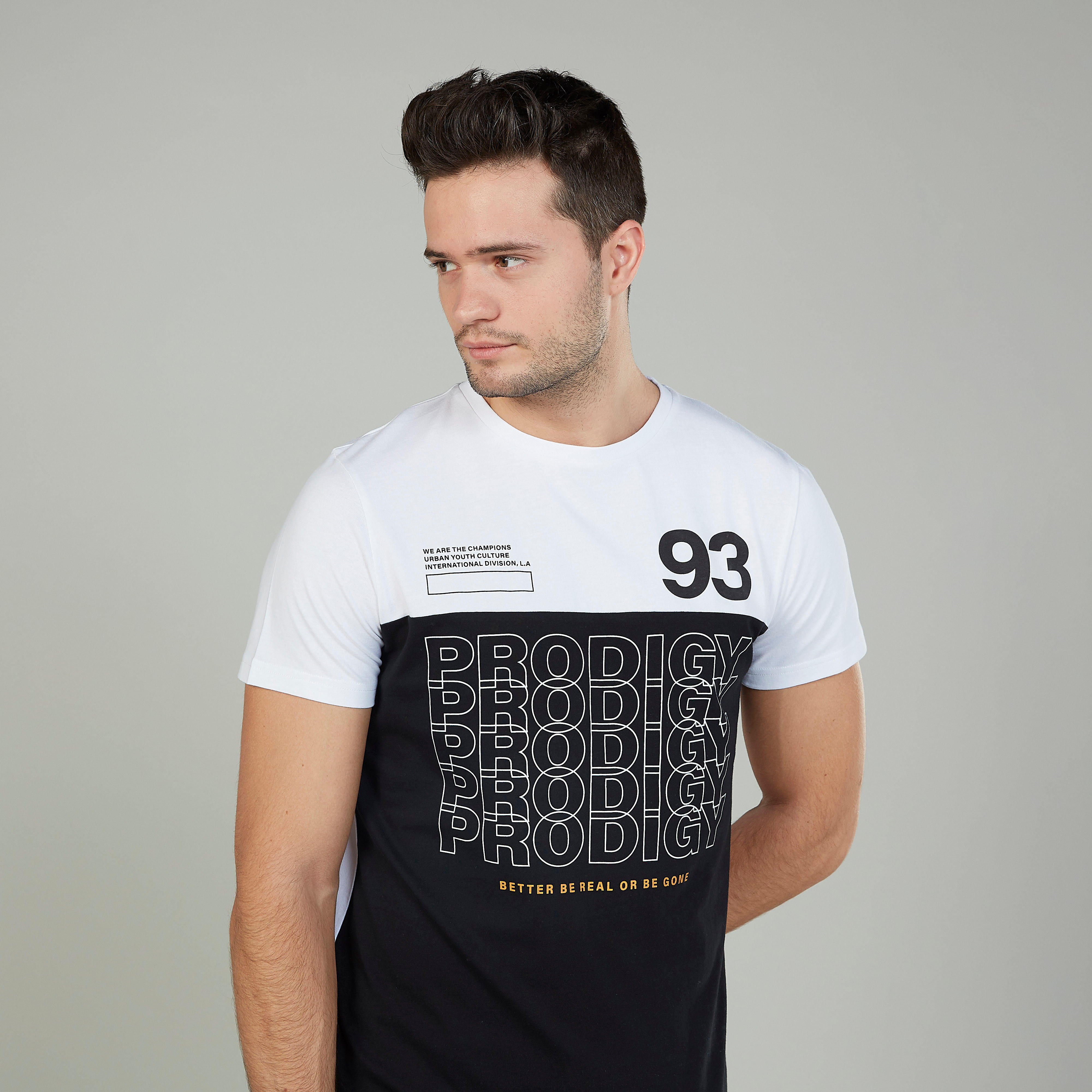 Typographic Print T-shirt with Crew Neck and Short Sleeves-men-clothing-tshirtsandpolos-tshirts-image-3