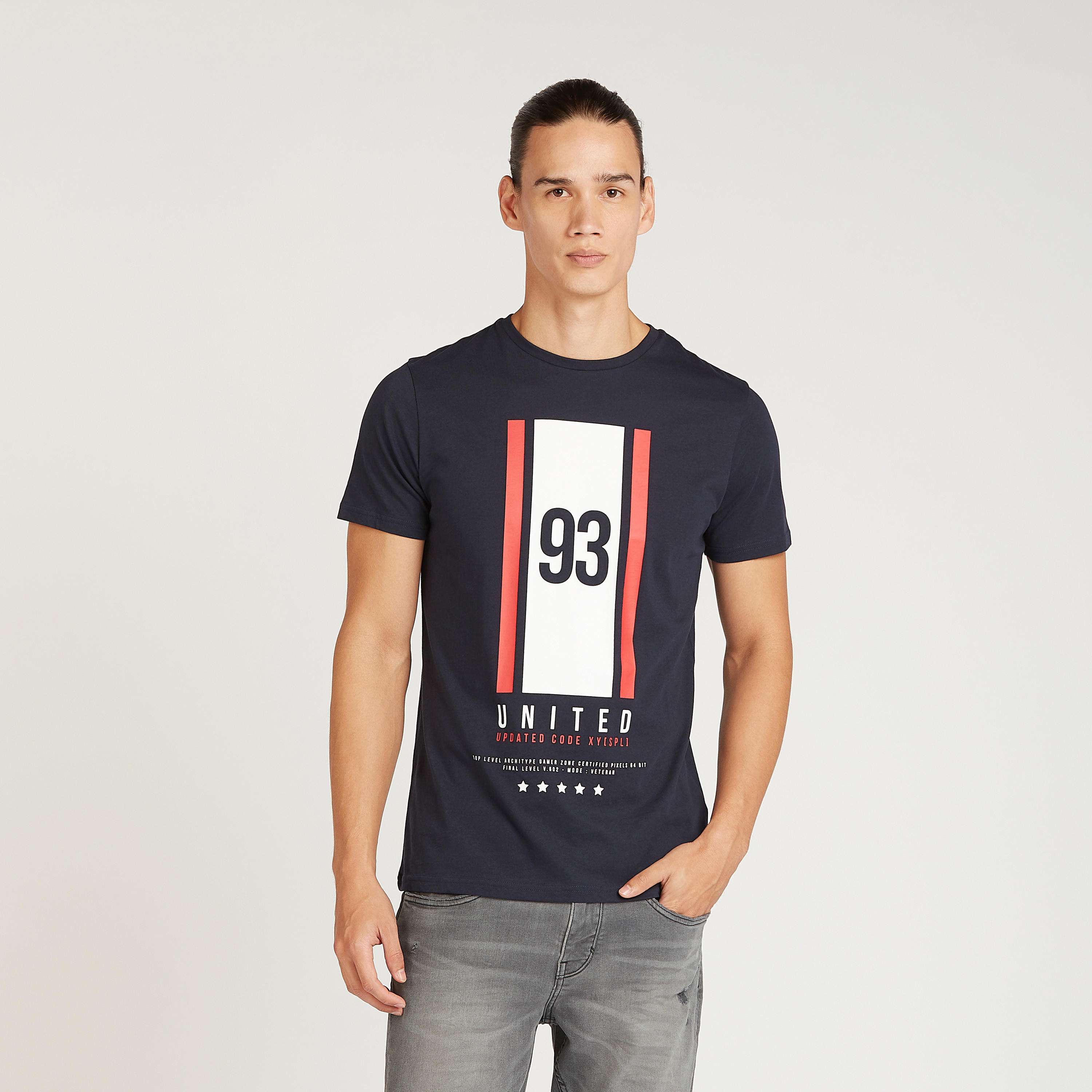 Printed T-shirt with Crew Neck and Short Sleeves-men-clothing-tshirtsandpolos-tshirts-image-1