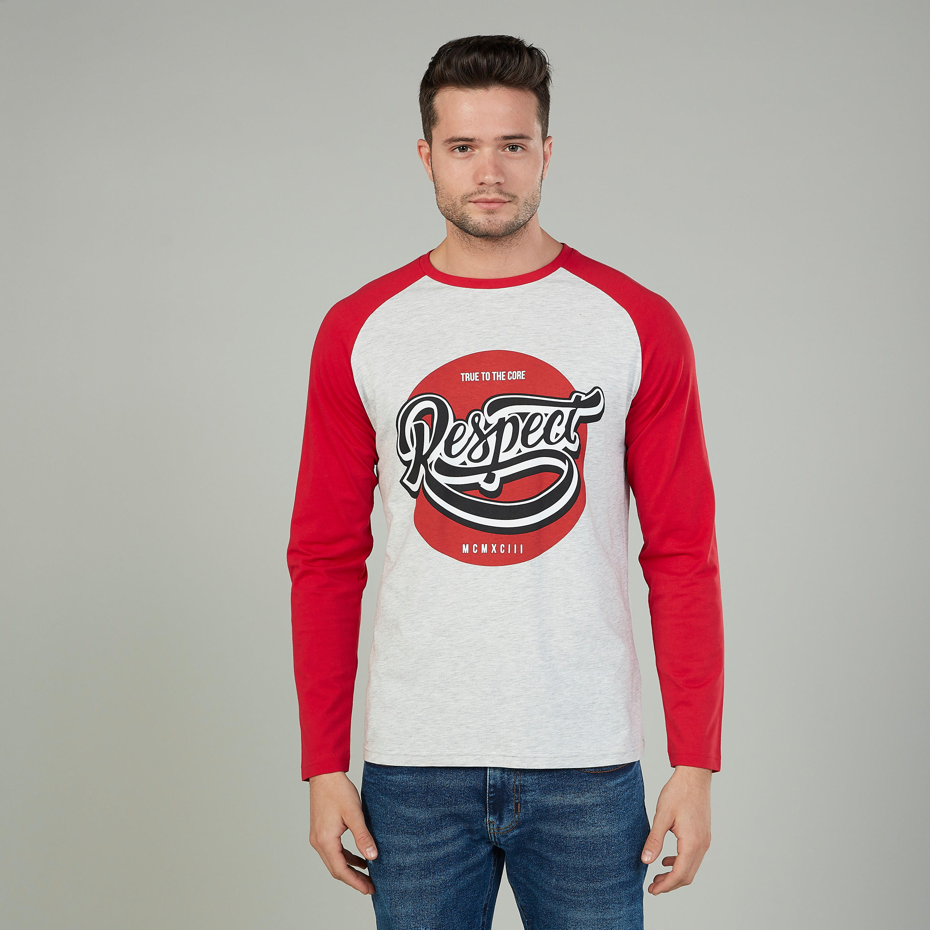 Printed T-shirt with Round Neck and Raglan Sleeves-men-clothing-tshirtsandpolos-tshirts-image-1