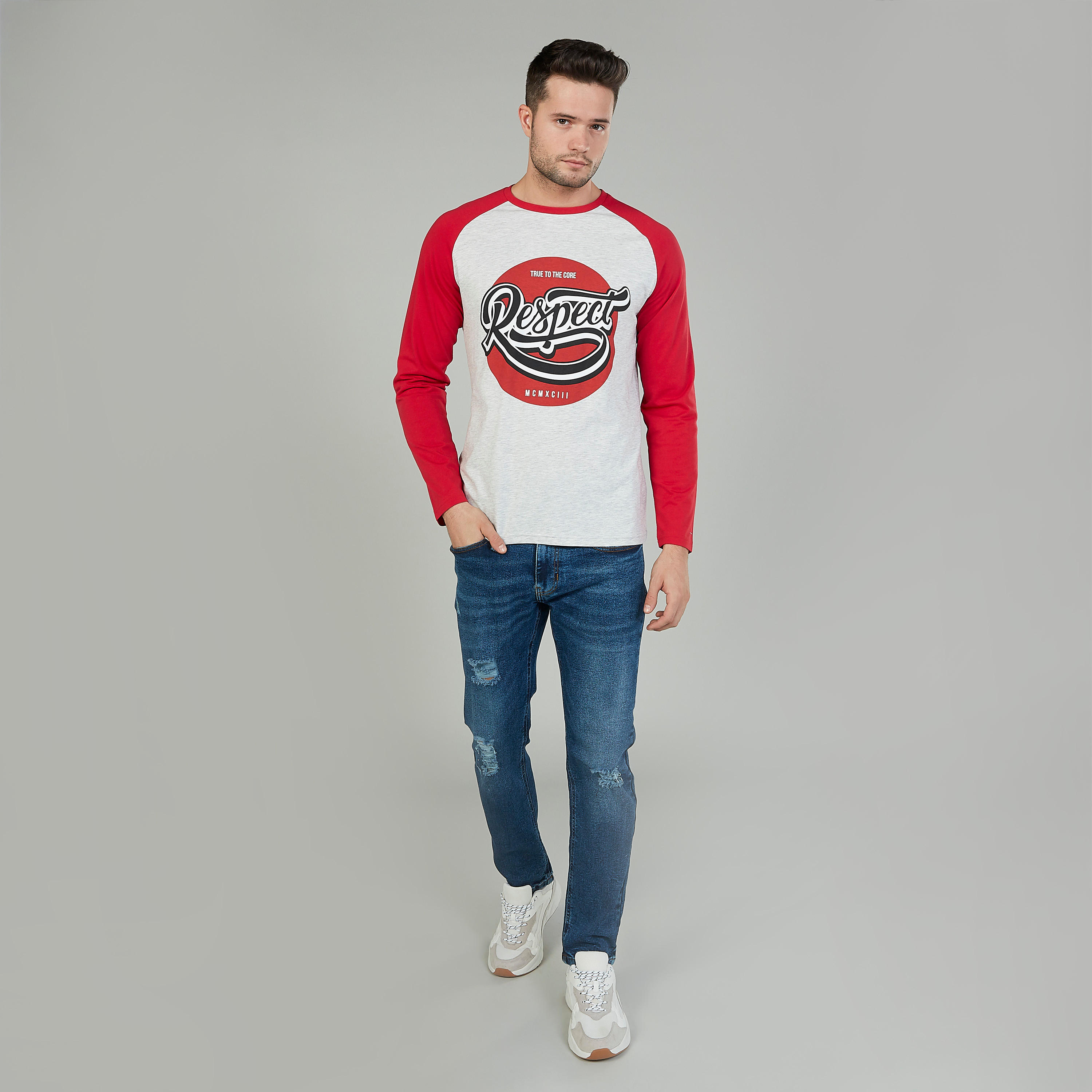 Printed T-shirt with Round Neck and Raglan Sleeves-men-clothing-tshirtsandpolos-tshirts-image-2