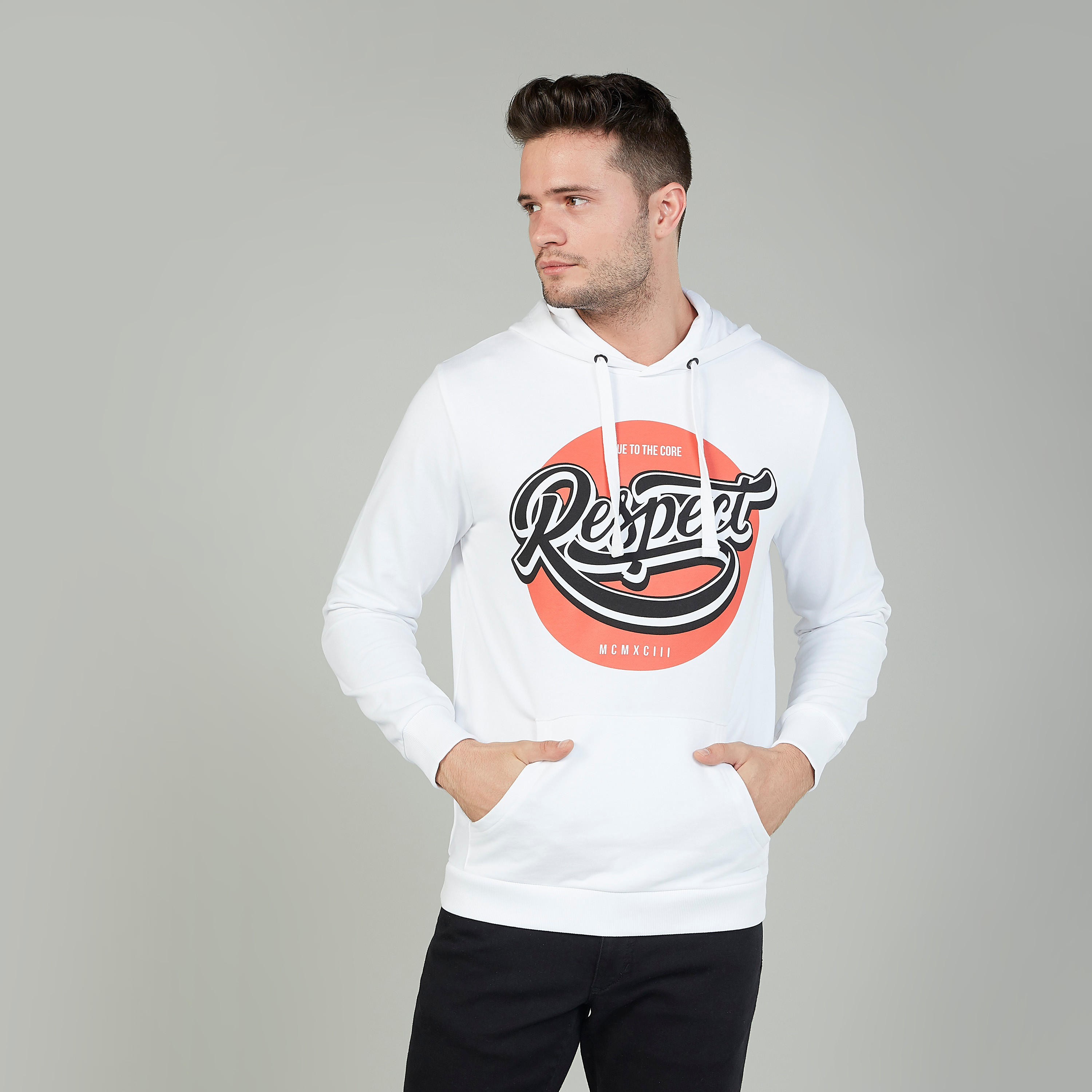 Printed Hoodie with Long Sleeves and Kangaroo Pockets-men-winterwear-hoodiesandsweatshirts-image-1