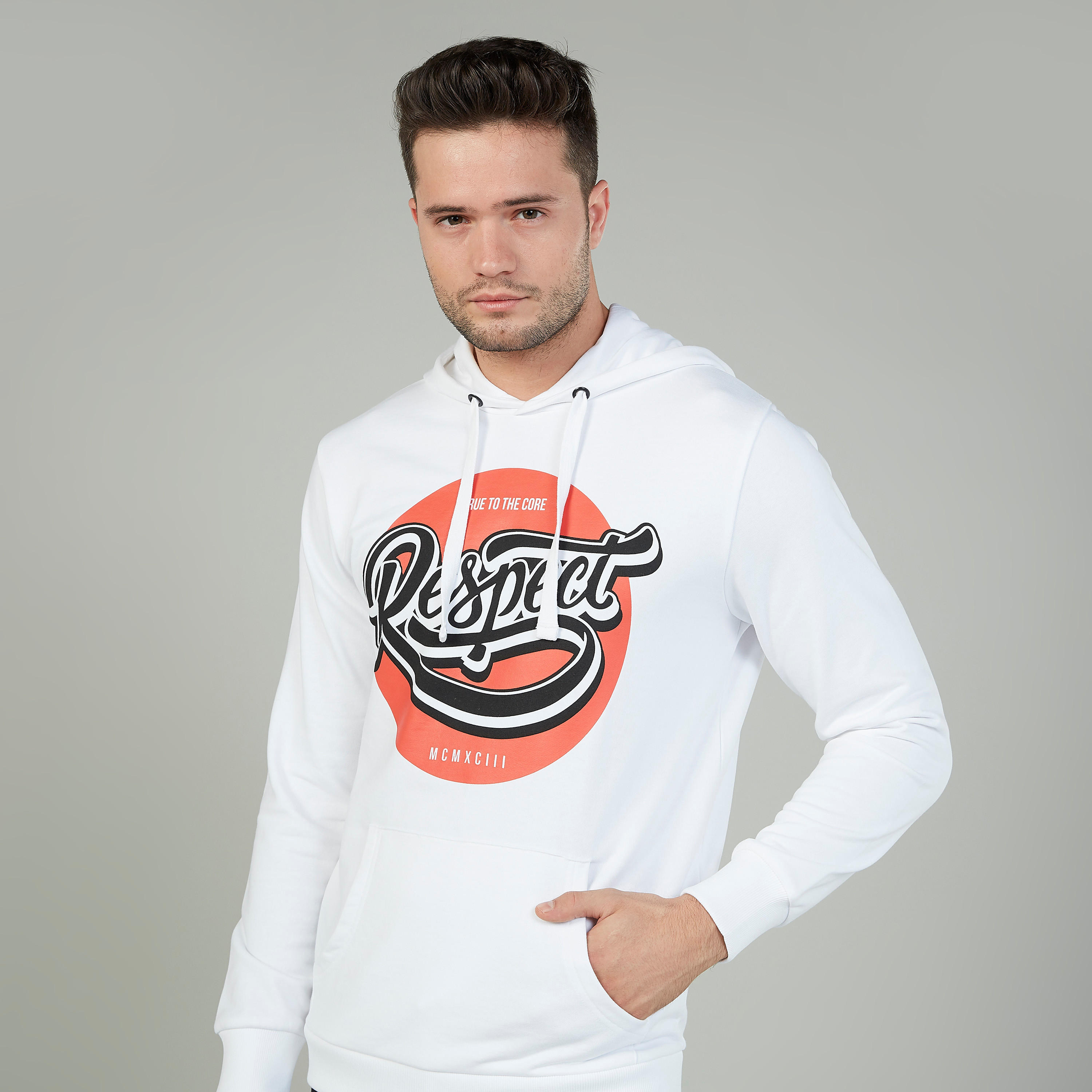 Printed Hoodie with Long Sleeves and Kangaroo Pockets-men-winterwear-hoodiesandsweatshirts-image-3