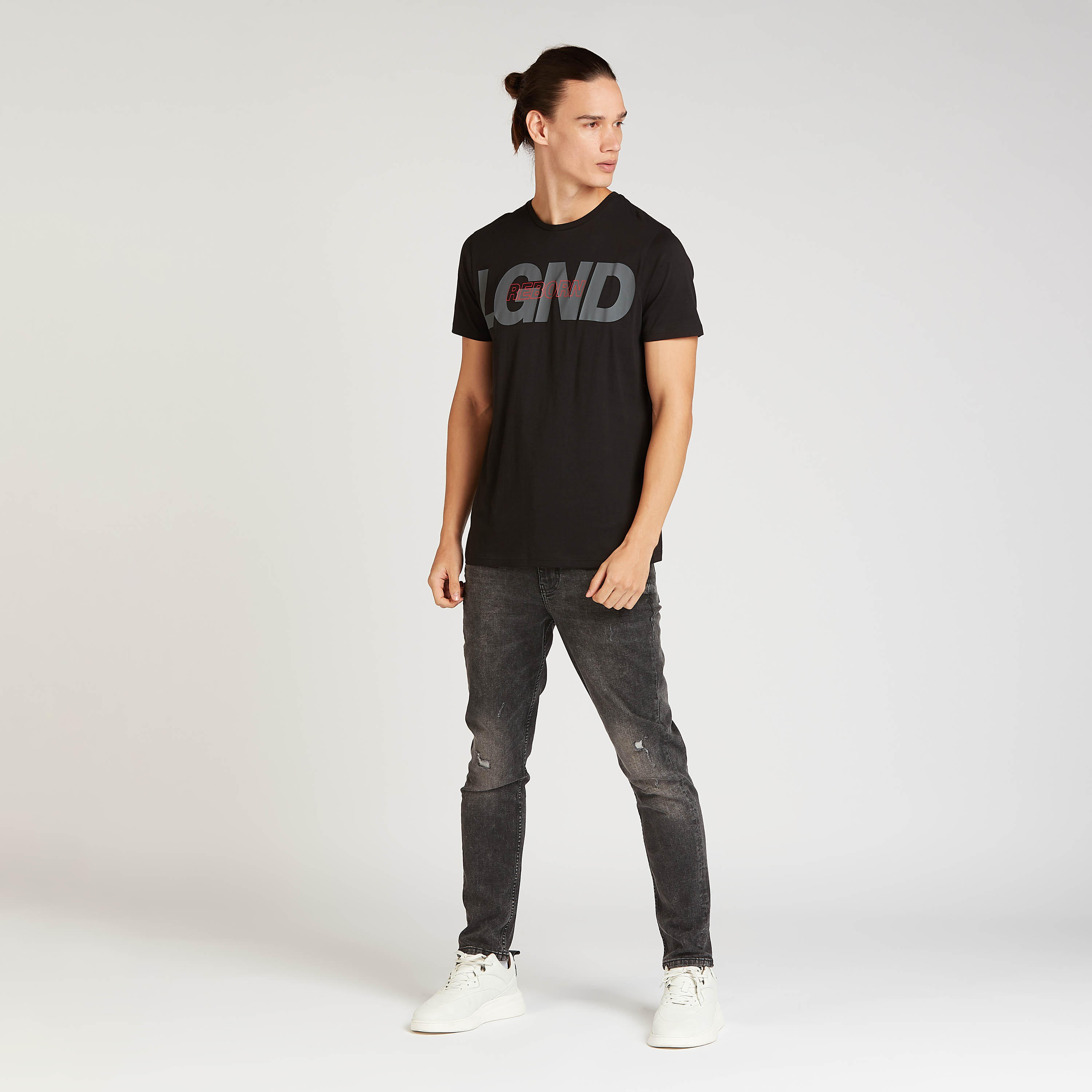 Slim Fit Printed T-shirt with Crew Neck and Short Sleeves-men-clothing-tshirtsandpolos-tshirts-image-2