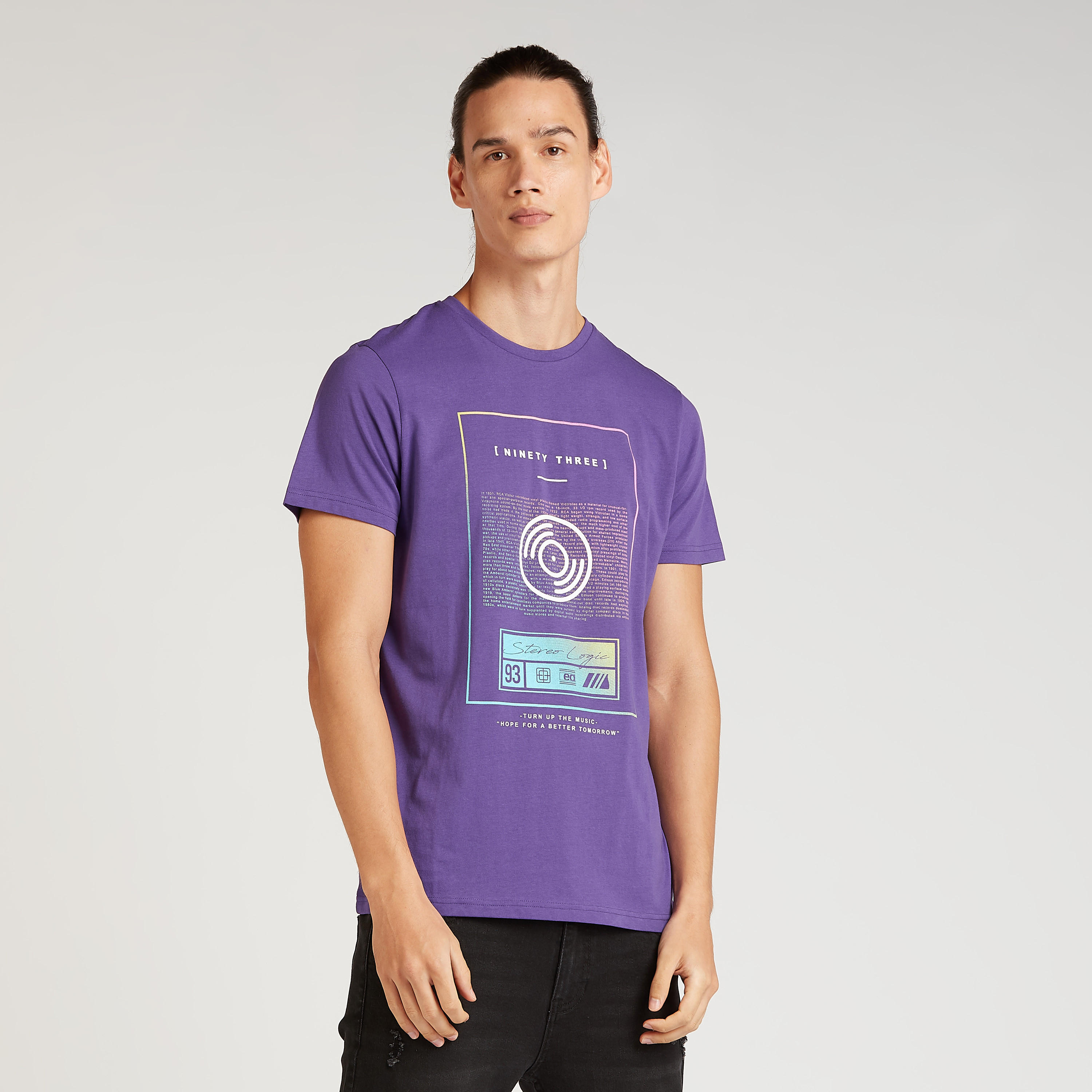 Slim Fit Printed T-shirt with Crew Neck and Short Sleeves-men-clothing-tshirtsandpolos-tshirts-image-1