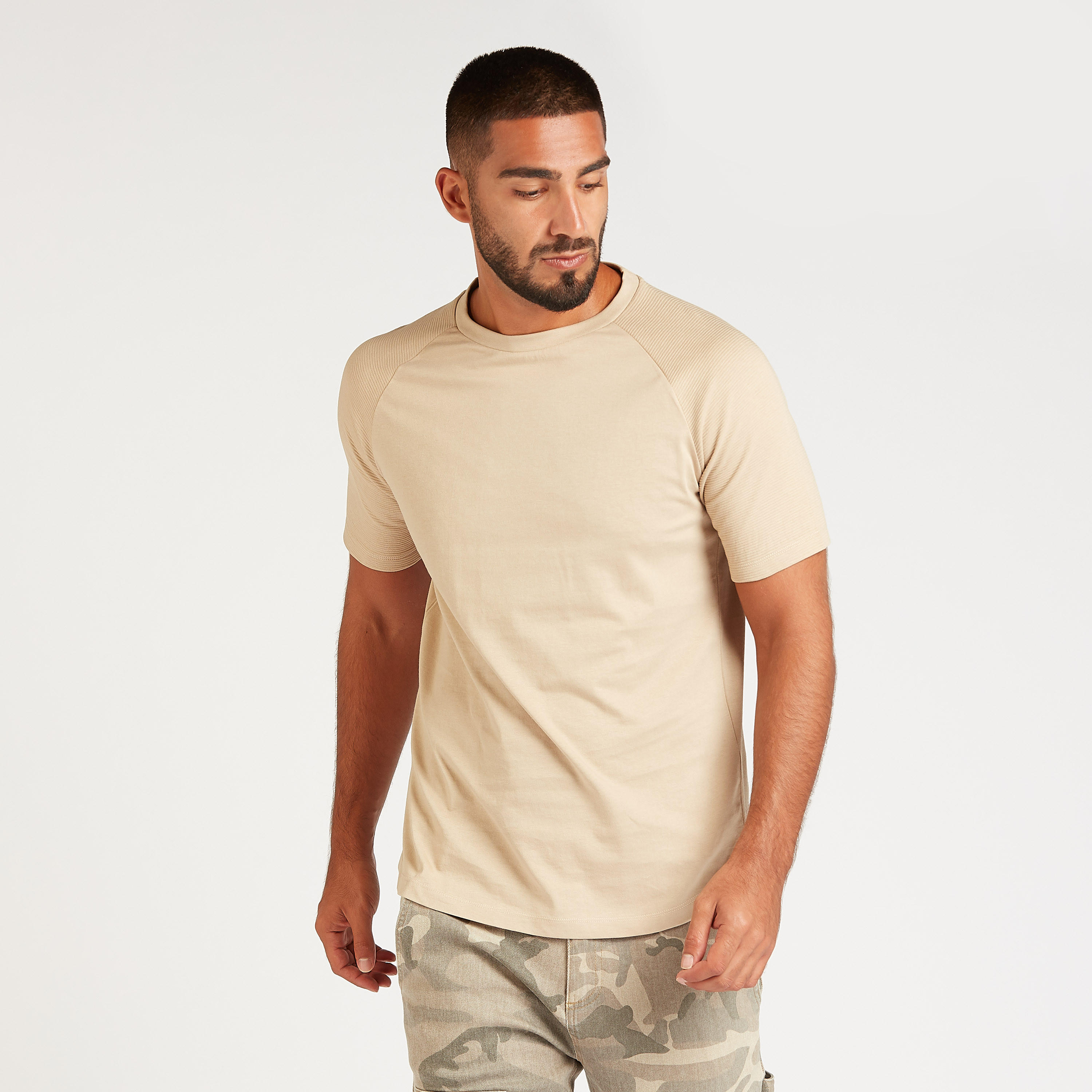 Solid T-shirt with Crew Neck and Raglan Sleeves-men-clothing-tshirtsandpolos-tshirts-image-1