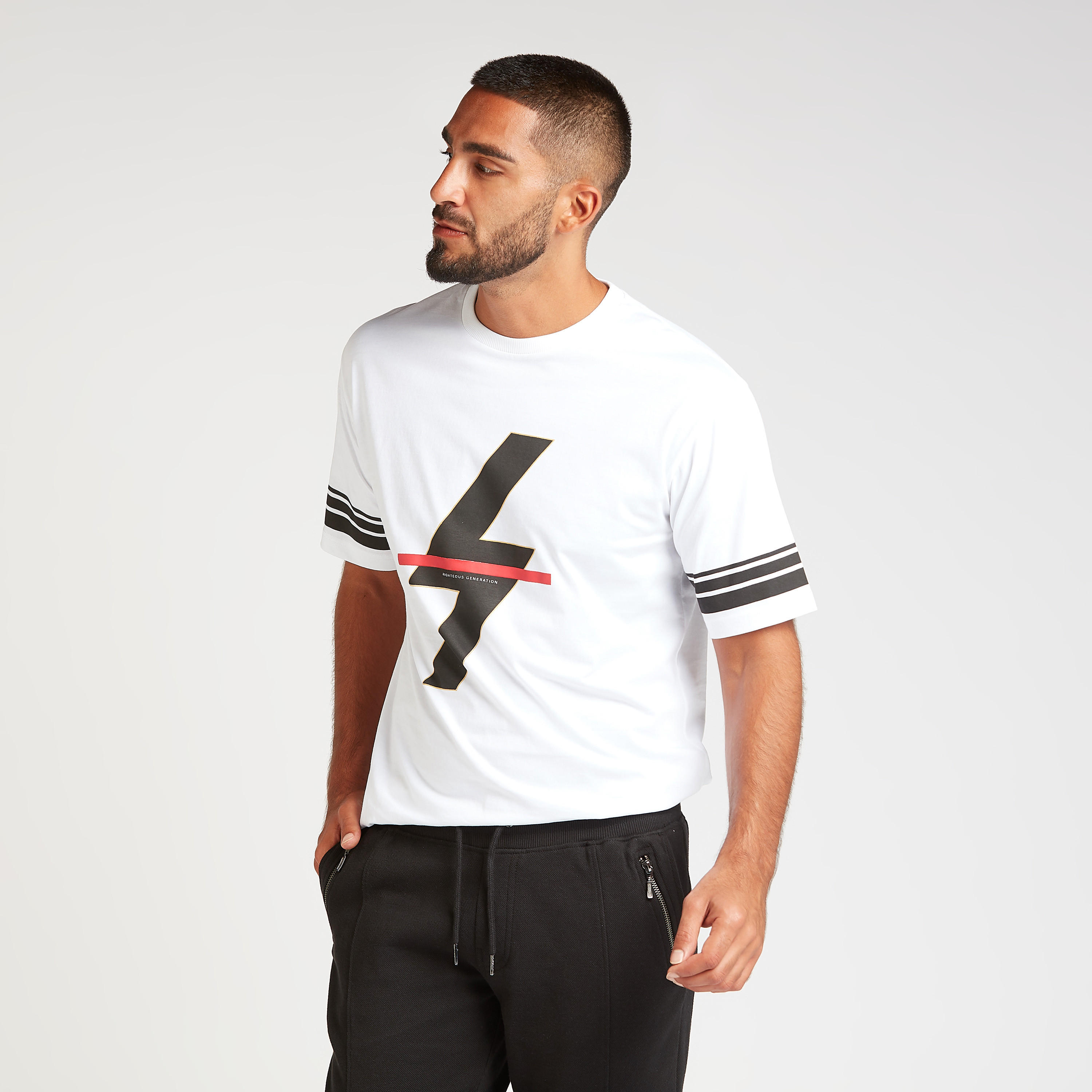 Printed Oversized T-shirt with Crew Neck and Short Sleeves-men-clothing-tshirtsandpolos-tshirts-image-1