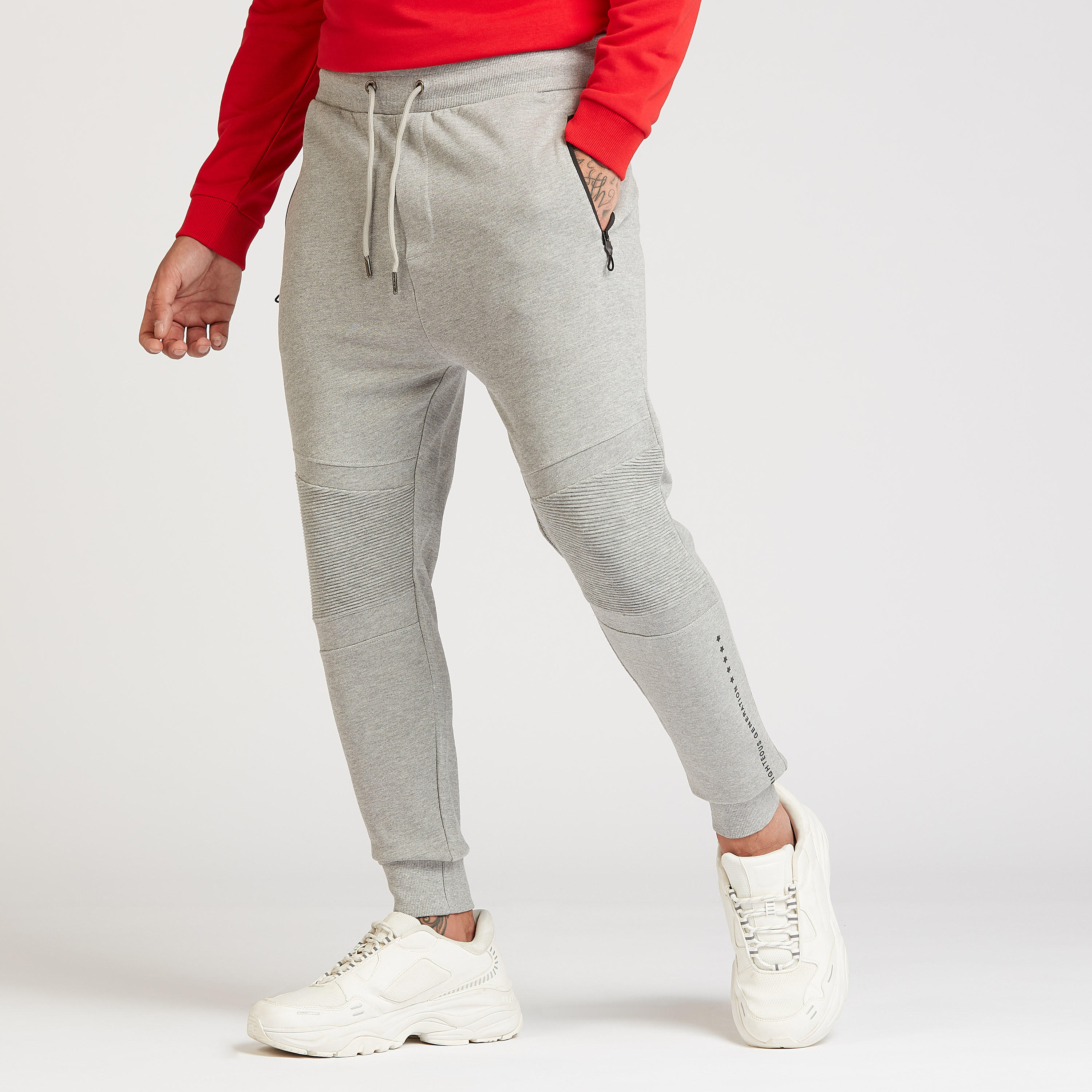 بنطلون رياضي بارز الملمس بخصر متوسط الارتفاع بقصّة سليم وجيوب ورباط-men-clothing-bottoms-joggers-image-1