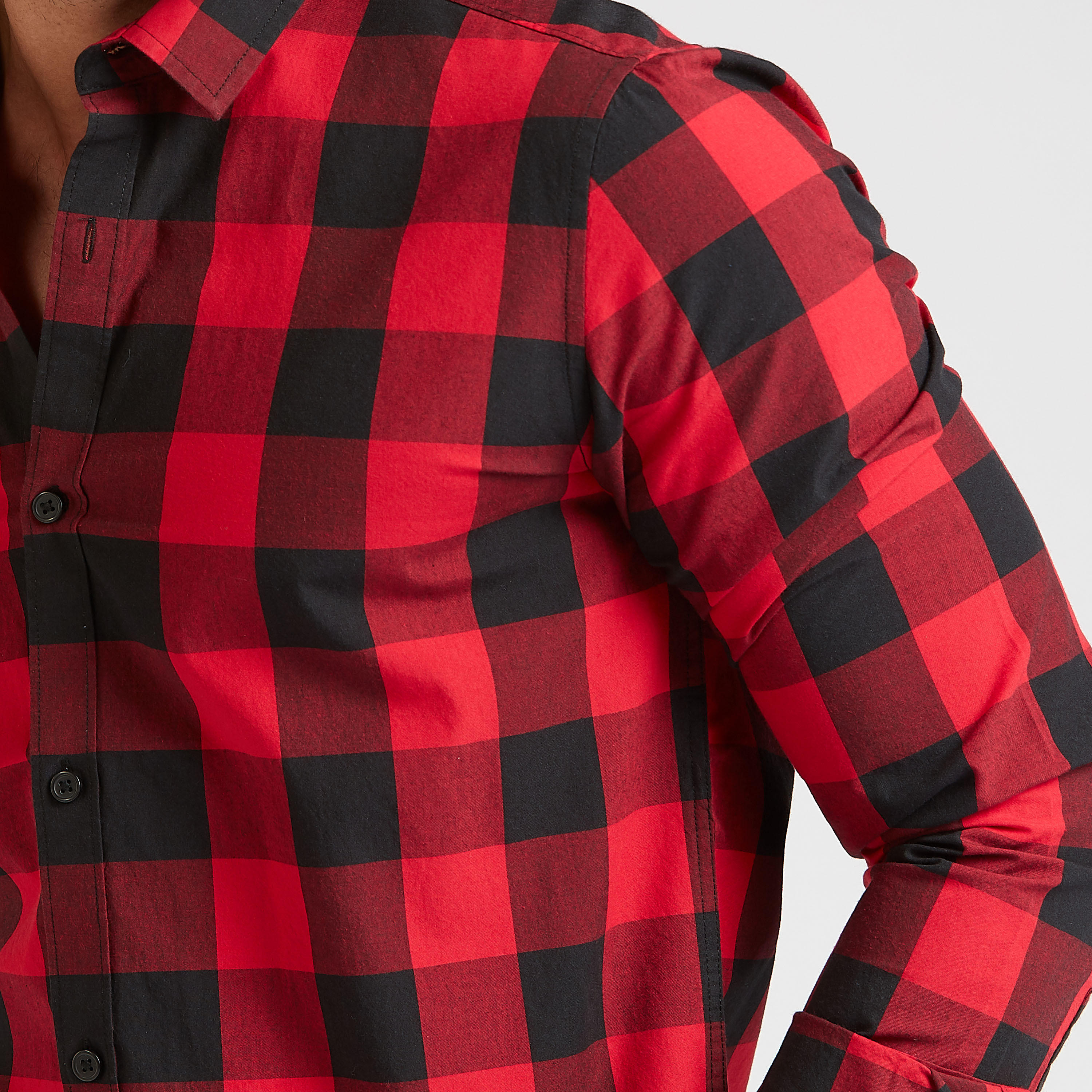 Checked Collared Neck Shirt with Long Sleeves-men-clothing-shirts-image-3
