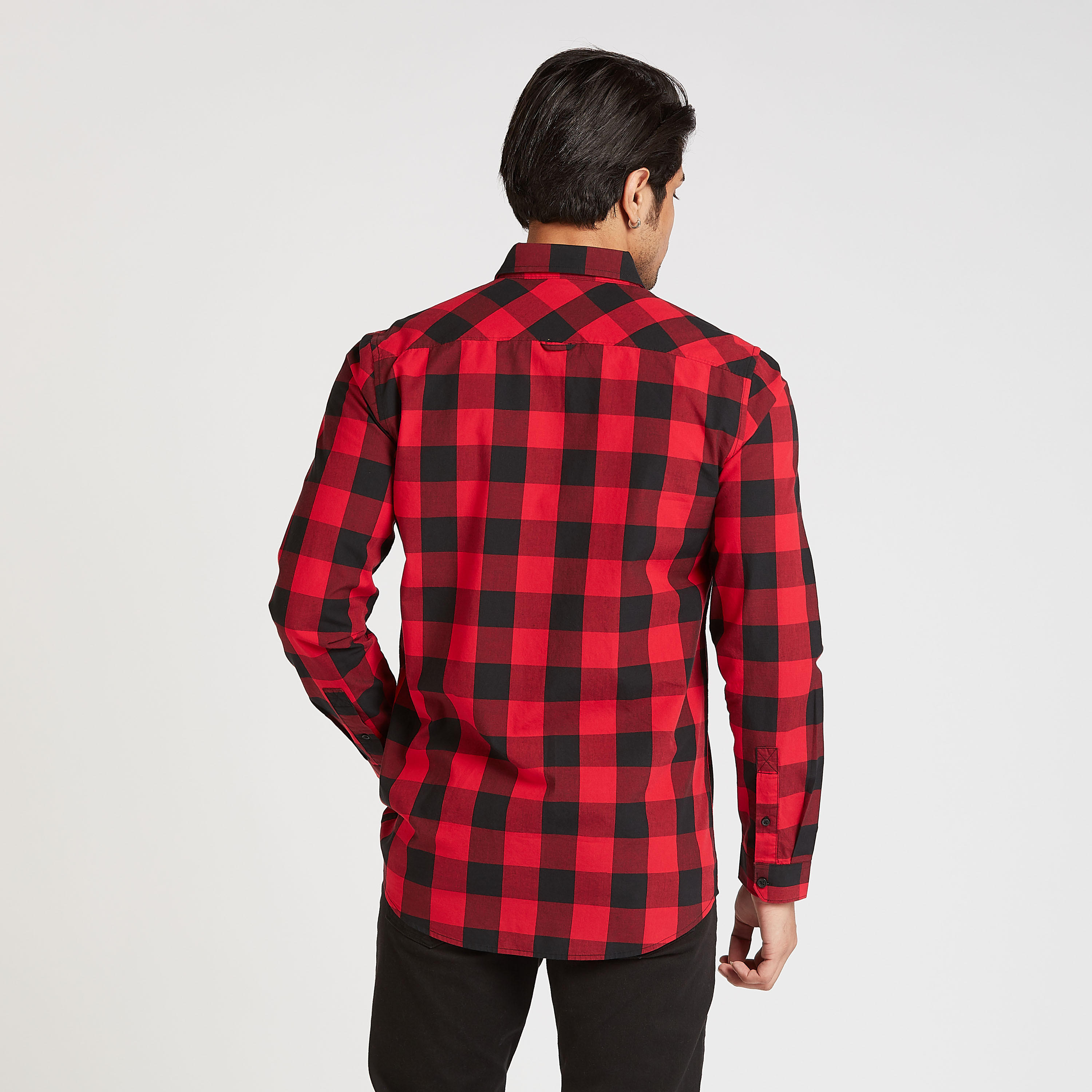 Checked Collared Neck Shirt with Long Sleeves-men-clothing-shirts-image-4