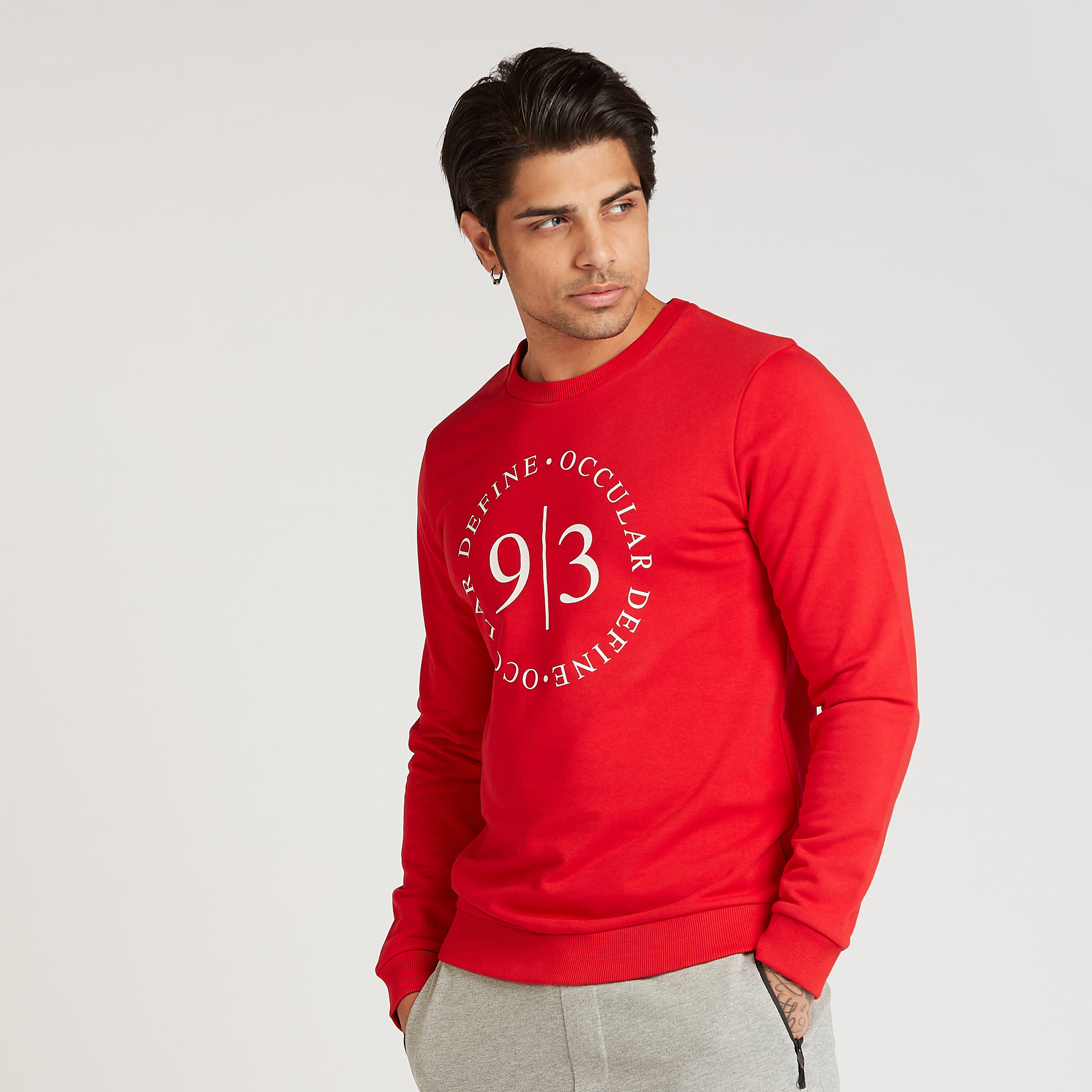 Slim Fit Printed Sweatshirt with Crew Neck and Long Sleeves-men-winterwear-hoodiesandsweatshirts-image-1
