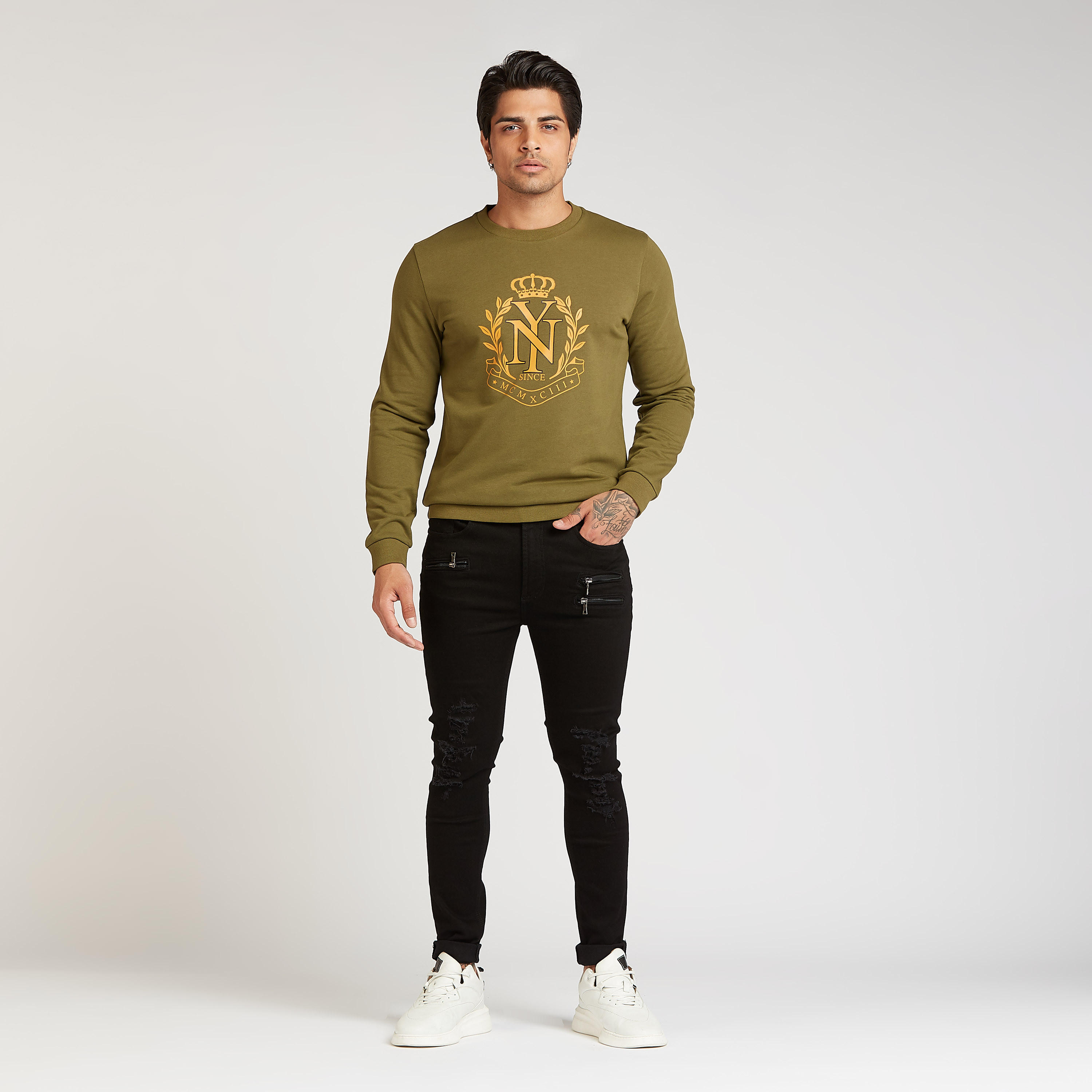 Slim Fit Printed Sweatshirt with Crew Neck and Long Sleeves-men-winterwear-hoodiesandsweatshirts-image-2
