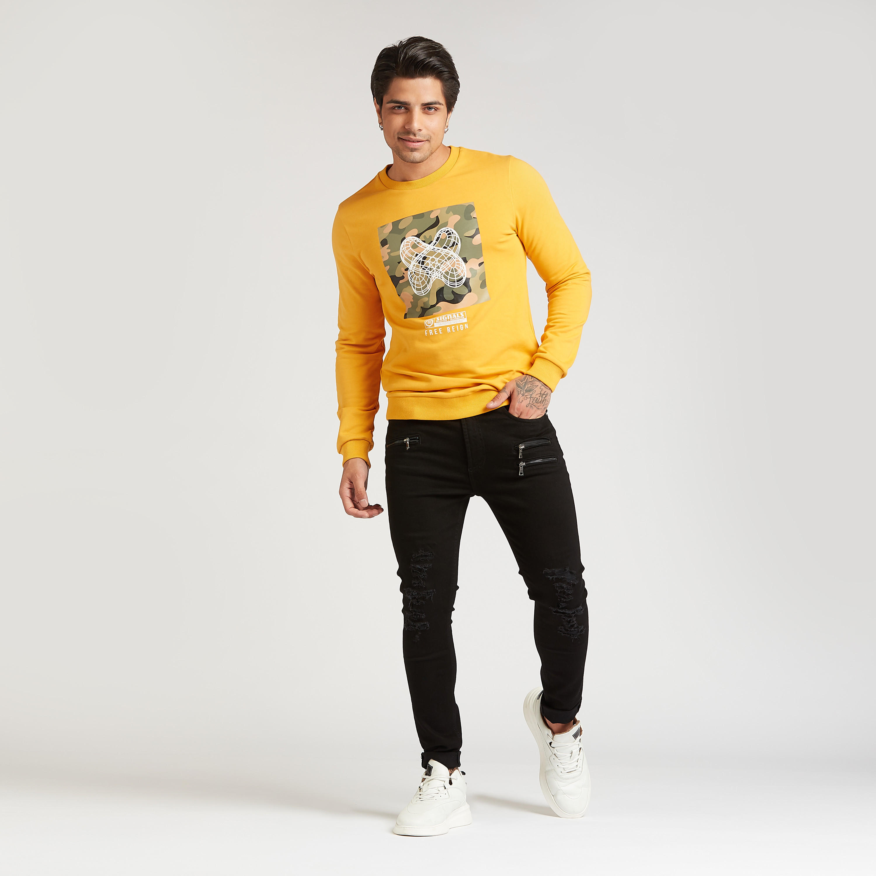 Slim Fit Printed Sweatshirt with Crew Neck and Long Sleeves-men-winterwear-hoodiesandsweatshirts-image-2