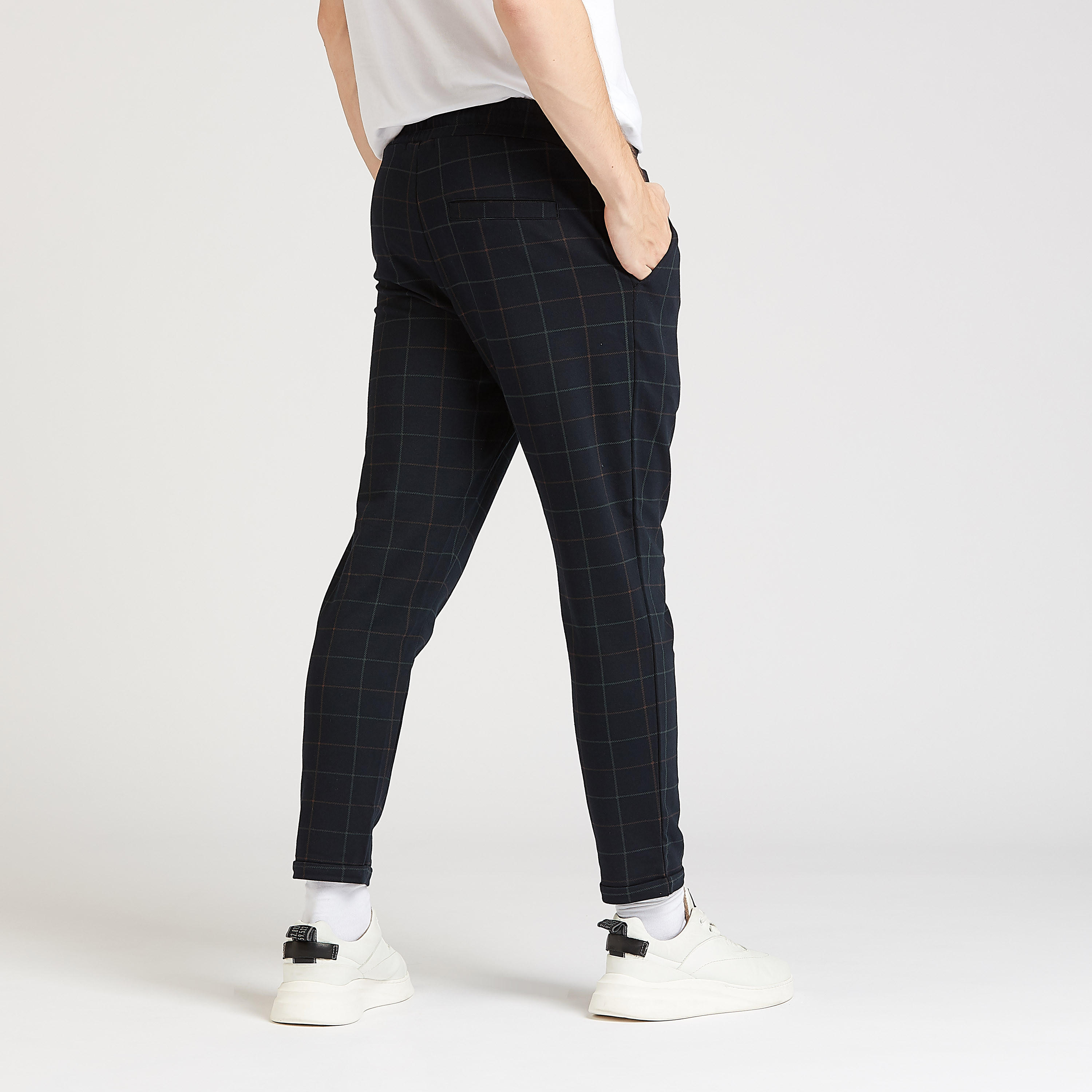 بنطلون سليم كاروهات بخصر متوسط الارتفاع و جيوب و رباط-men-clothing-bottoms-trousersandchinos-trousers-image-4