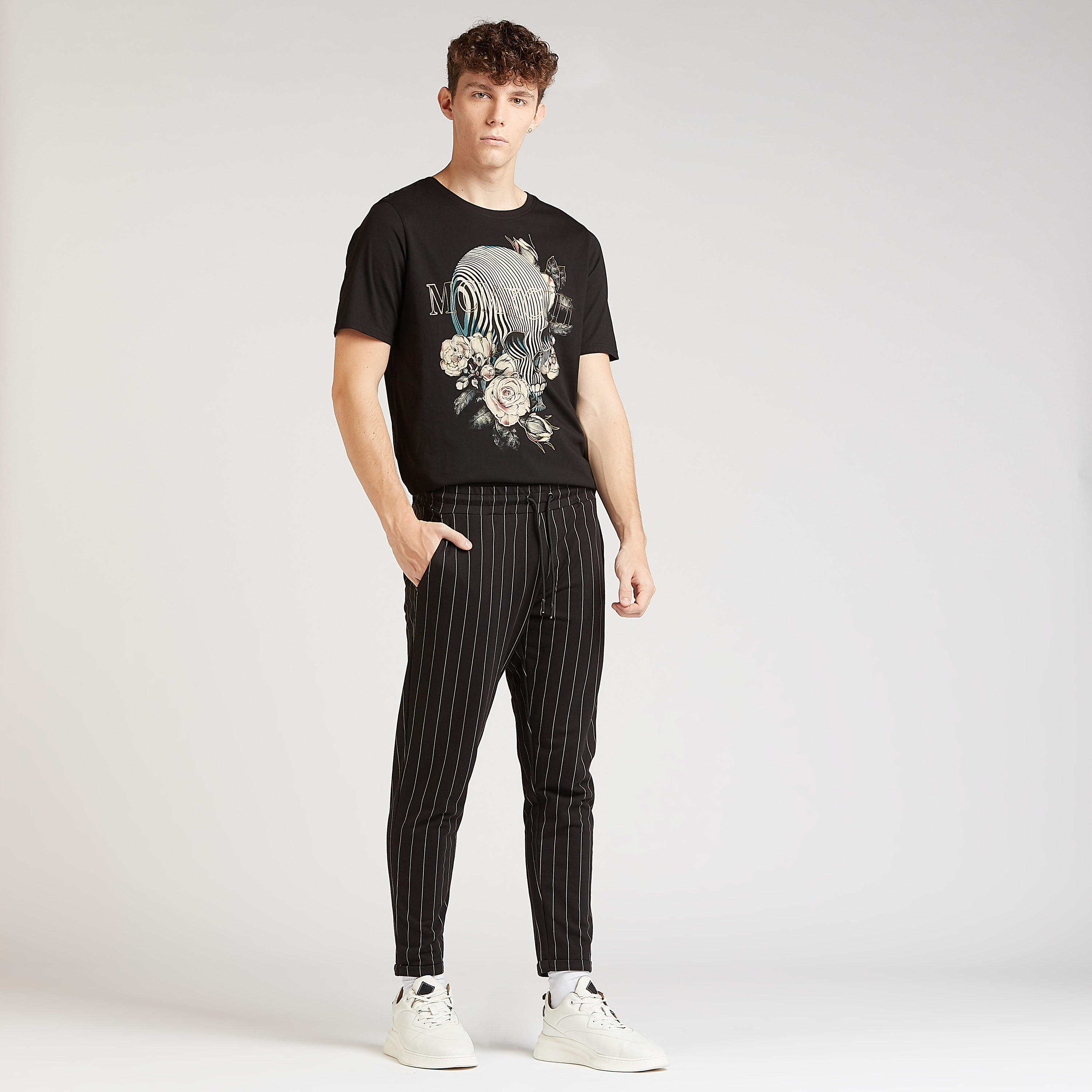 Slim Fit Striped Mid-Rise Trousers with Pocket Detail and Drawstring-men-clothing-bottoms-trousersandchinos-trousers-image-2