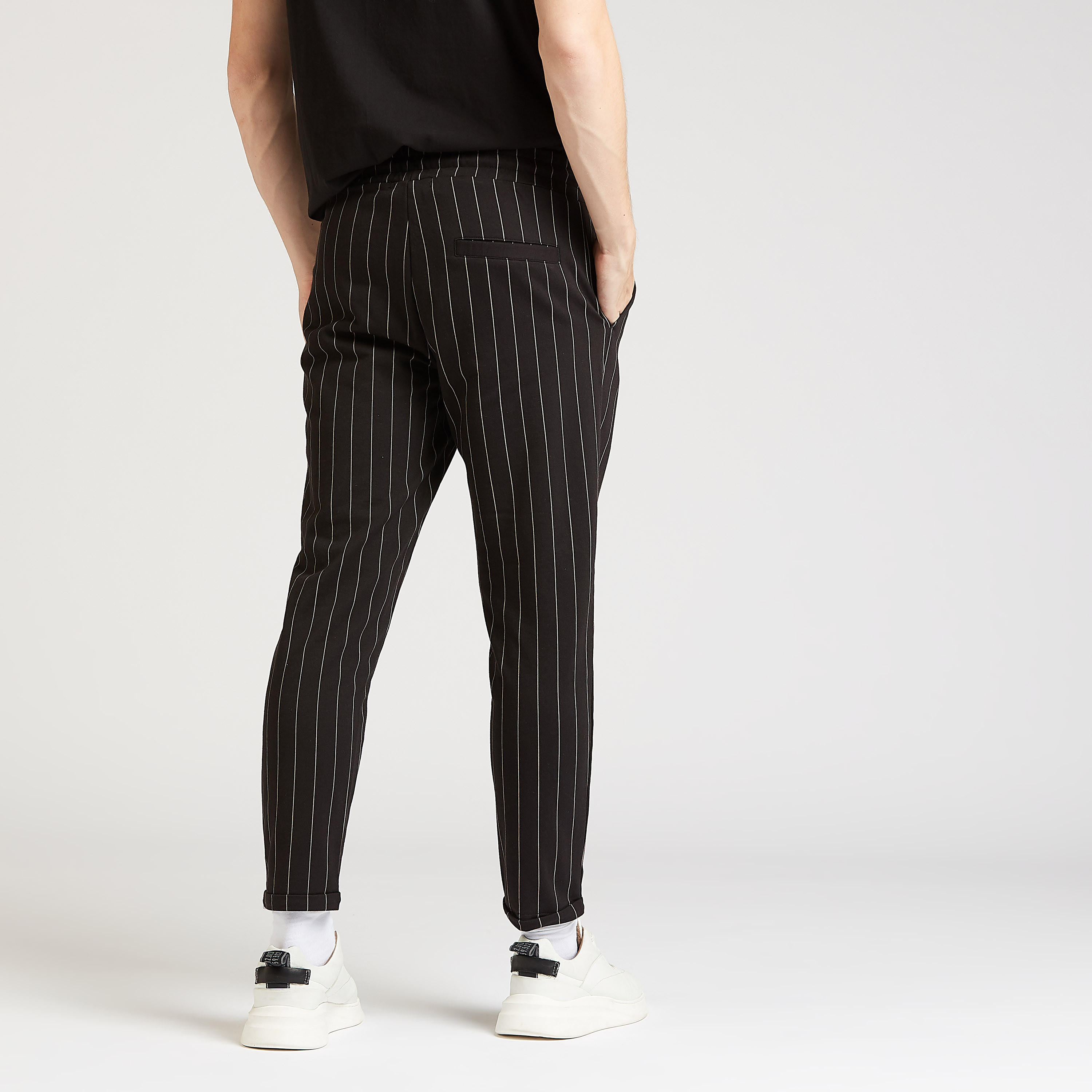 Slim Fit Striped Mid-Rise Trousers with Pocket Detail and Drawstring-men-clothing-bottoms-trousersandchinos-trousers-image-4