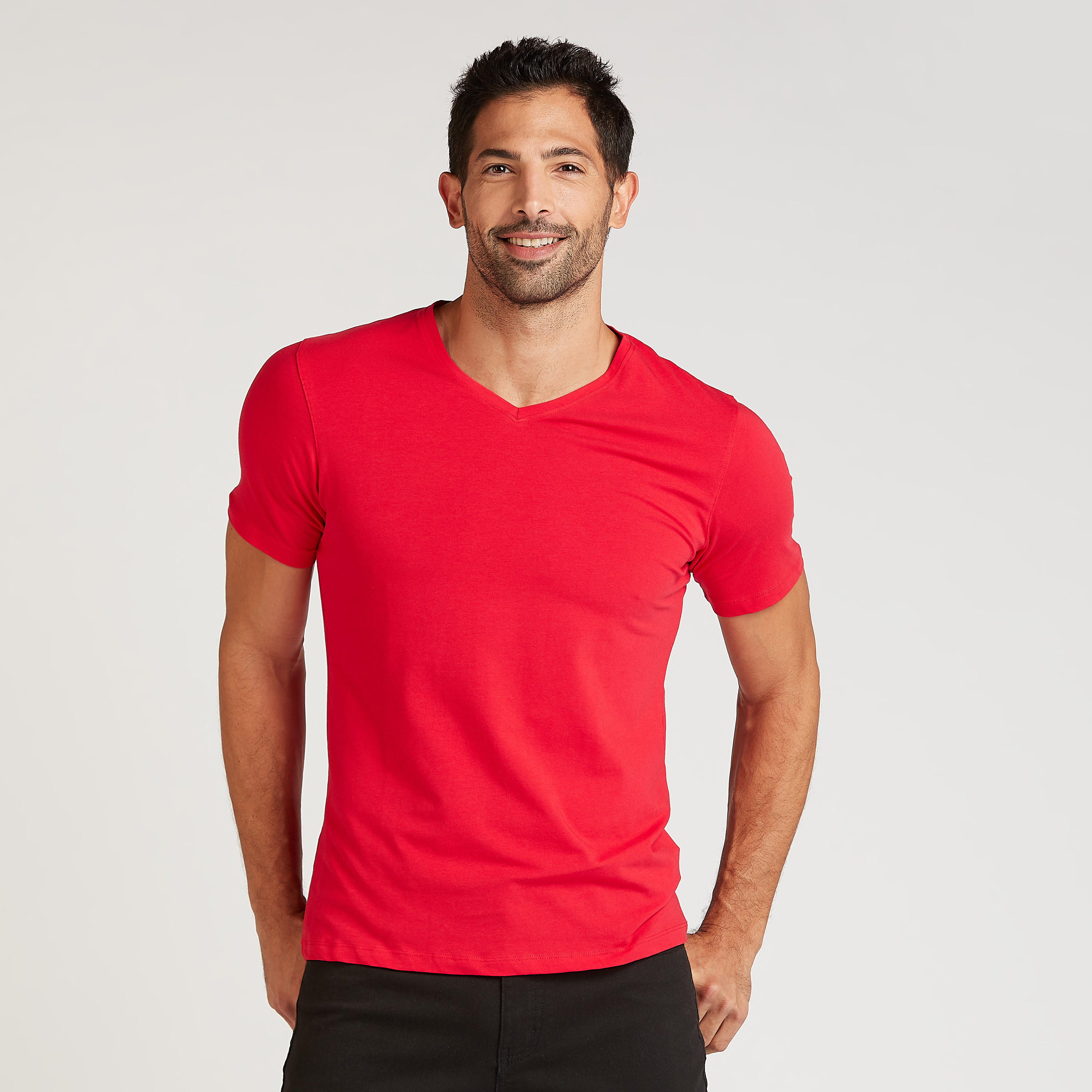 Sustainable Solid V-neck T-shirt with Short Sleeves-men-clothing-tshirtsandpolos-tshirts-image-1