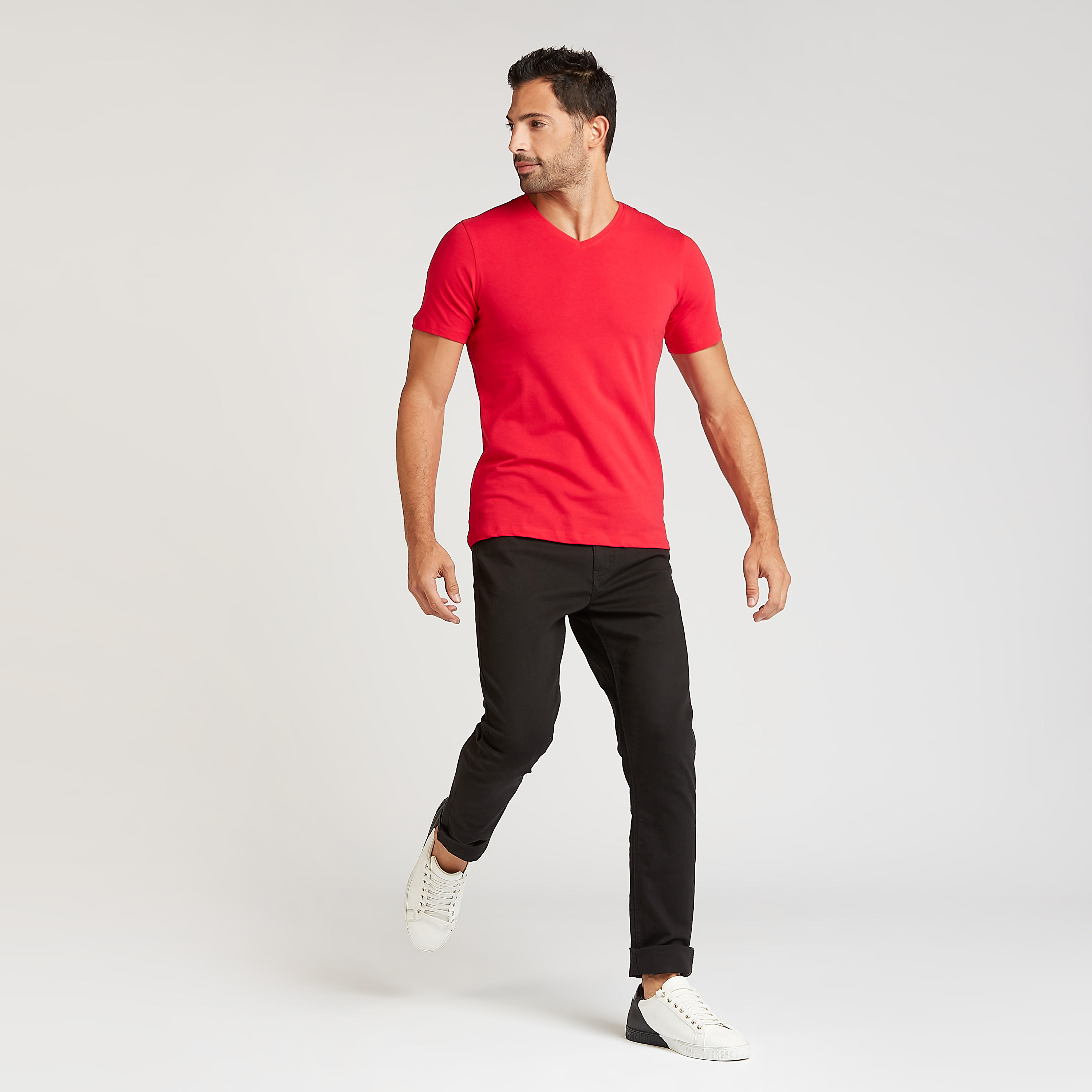 Sustainable Solid V-neck T-shirt with Short Sleeves-men-clothing-tshirtsandpolos-tshirts-image-2