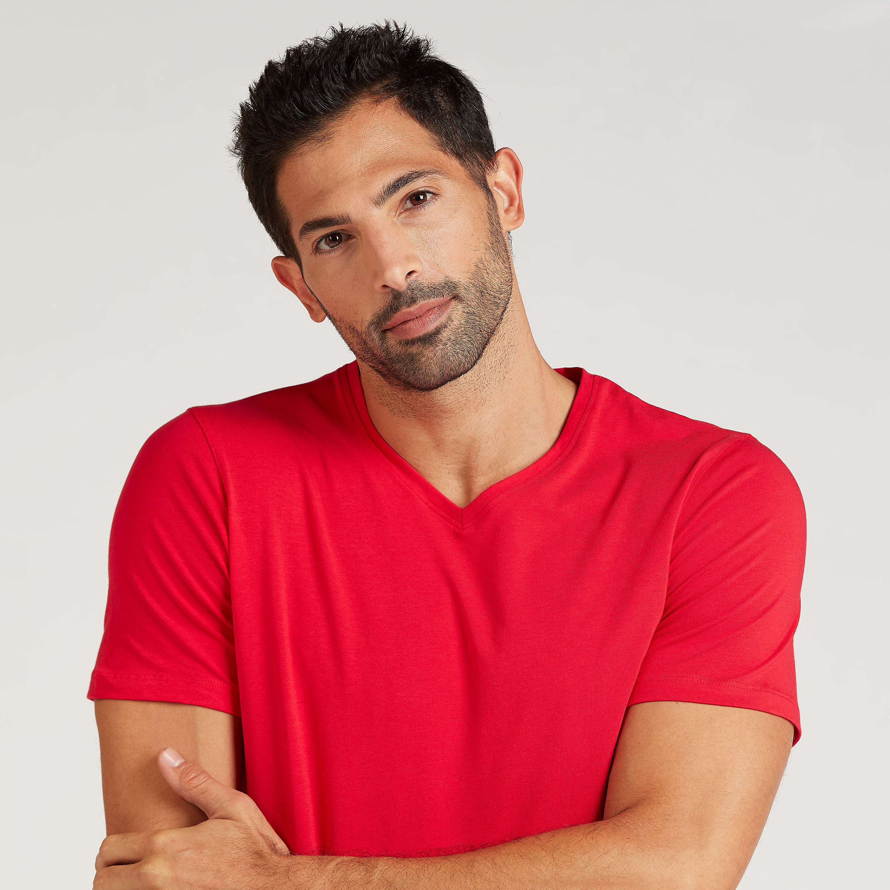 Sustainable Solid V-neck T-shirt with Short Sleeves-men-clothing-tshirtsandpolos-tshirts-image-3