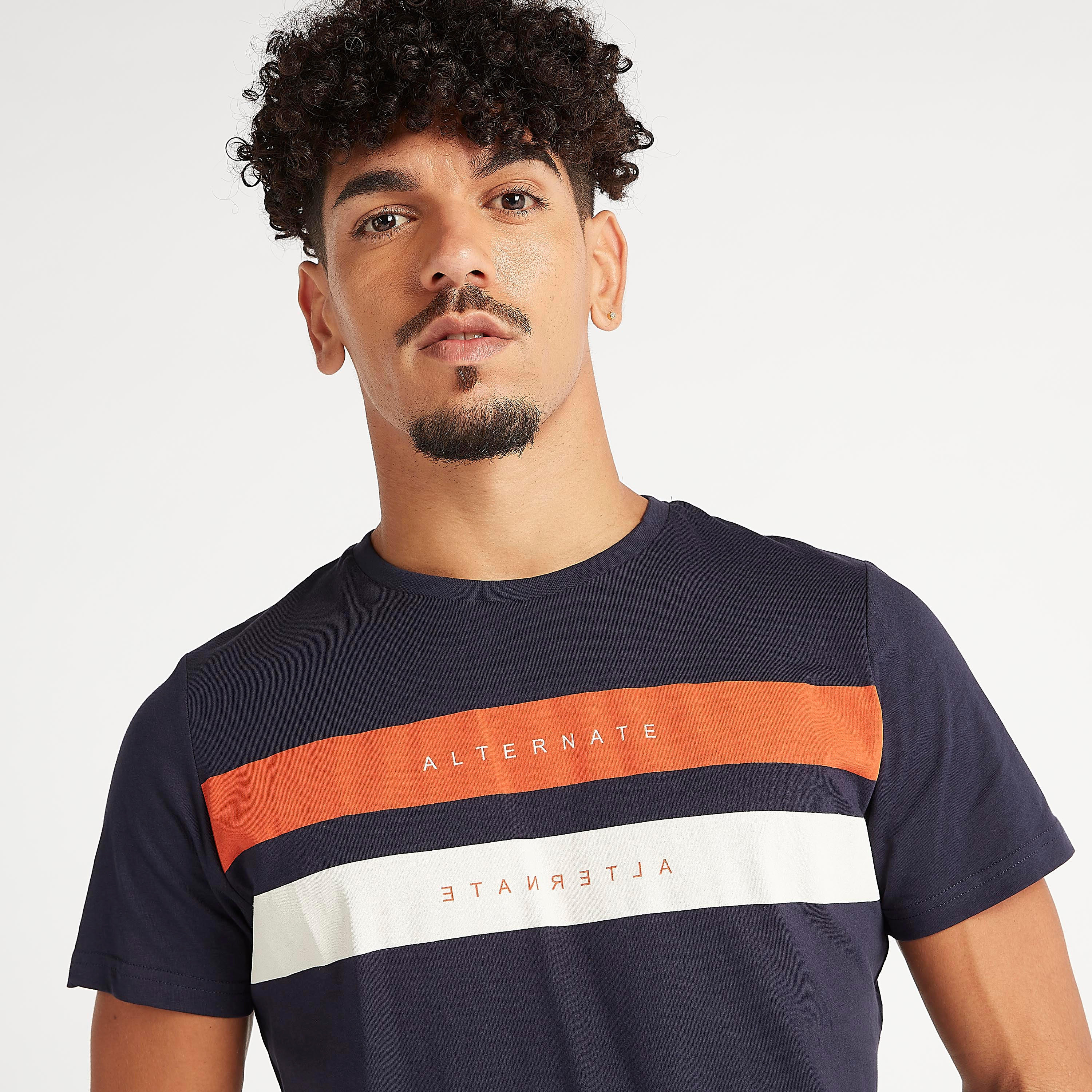 Printed Crew Neck T-shirt with Short Sleeves-men-clothing-tshirtsandpolos-tshirts-image-3