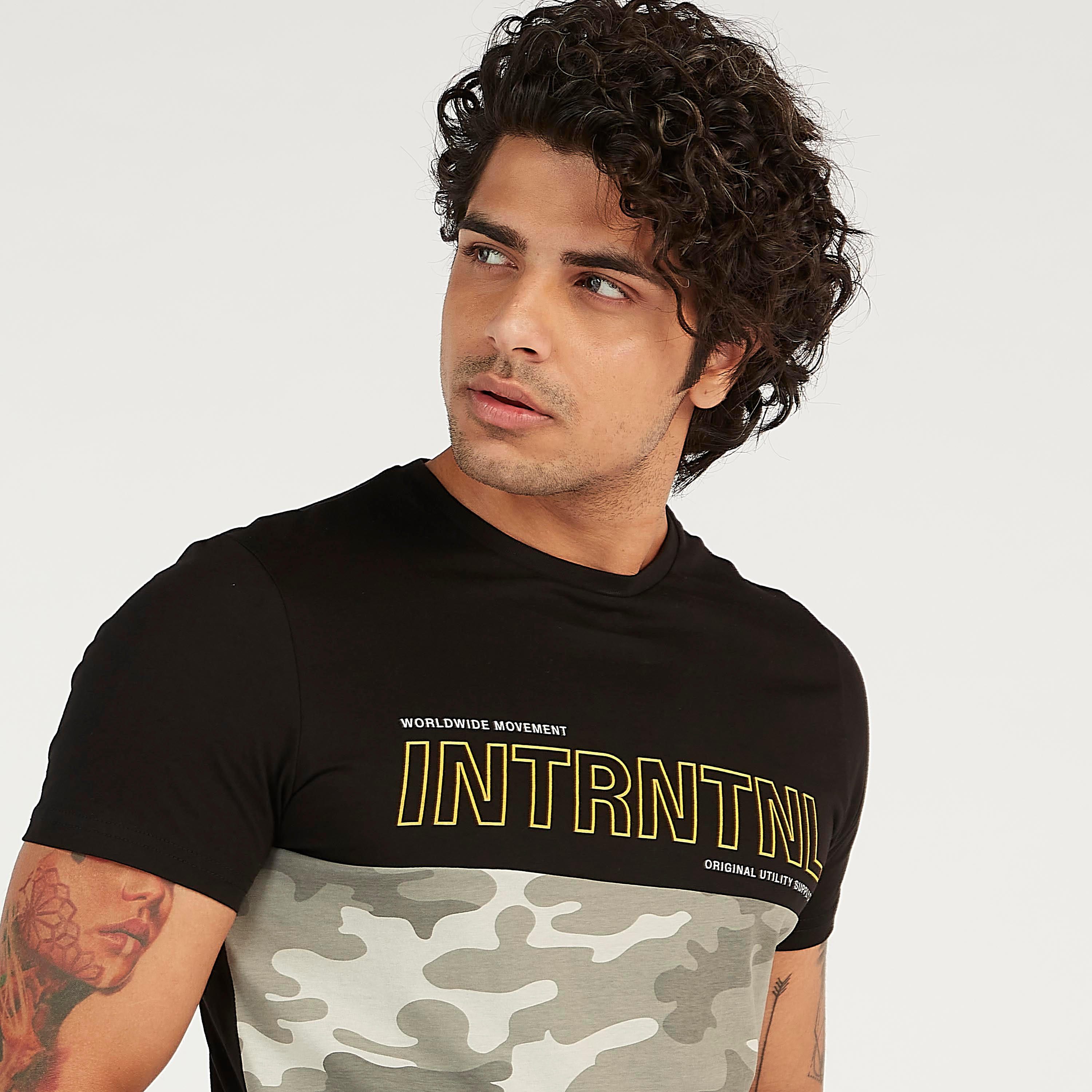 Printed Crew Neck T-shirt with Short Sleeves-men-clothing-tshirtsandpolos-tshirts-image-3