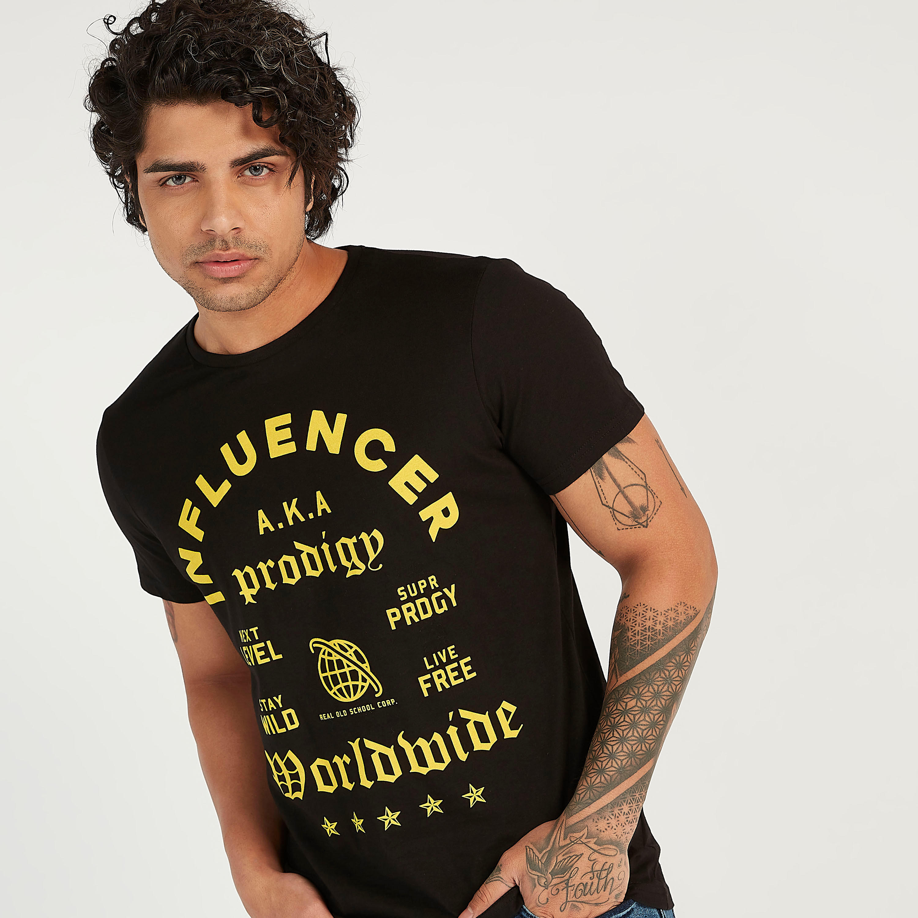 Printed T-shirt with Crew Neck and Short Sleeves-men-clothing-tshirtsandpolos-tshirts-image-1
