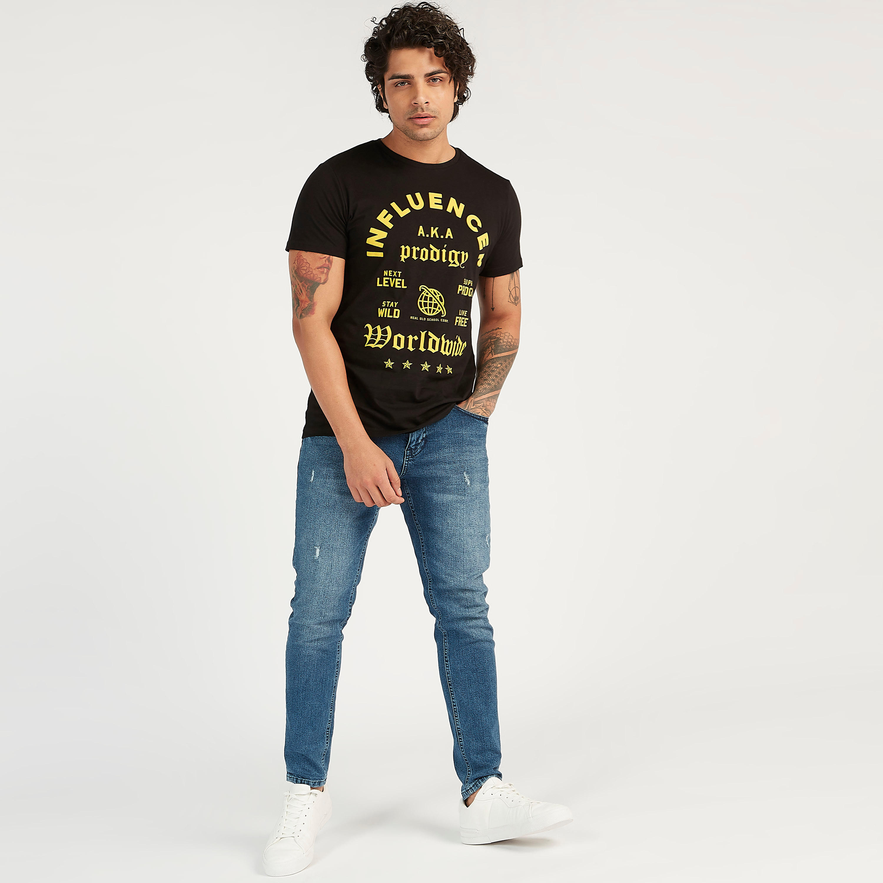 Printed T-shirt with Crew Neck and Short Sleeves-men-clothing-tshirtsandpolos-tshirts-image-2