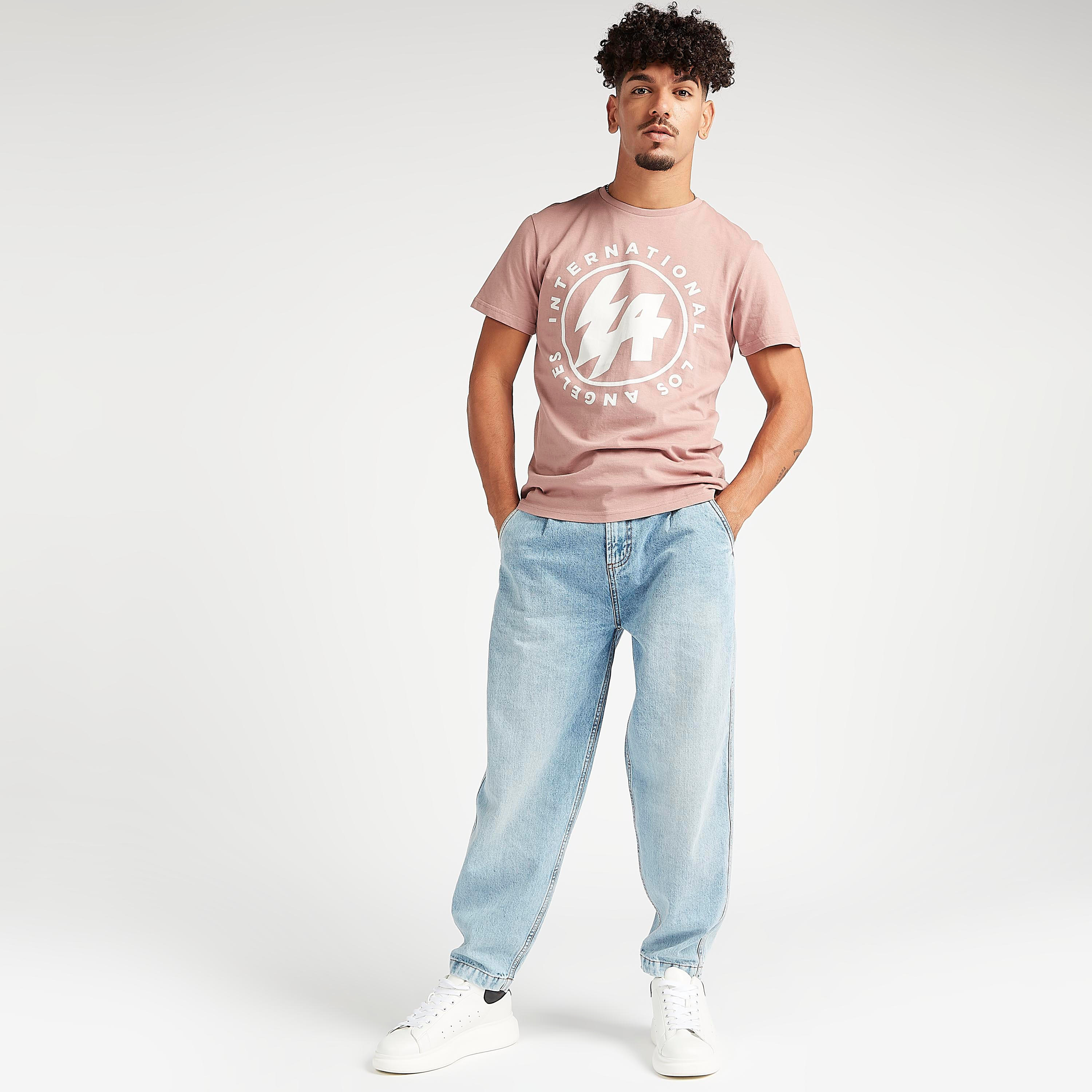 Printed Crew Neck T-shirt with Short Sleeves-men-clothing-tshirtsandpolos-tshirts-image-2
