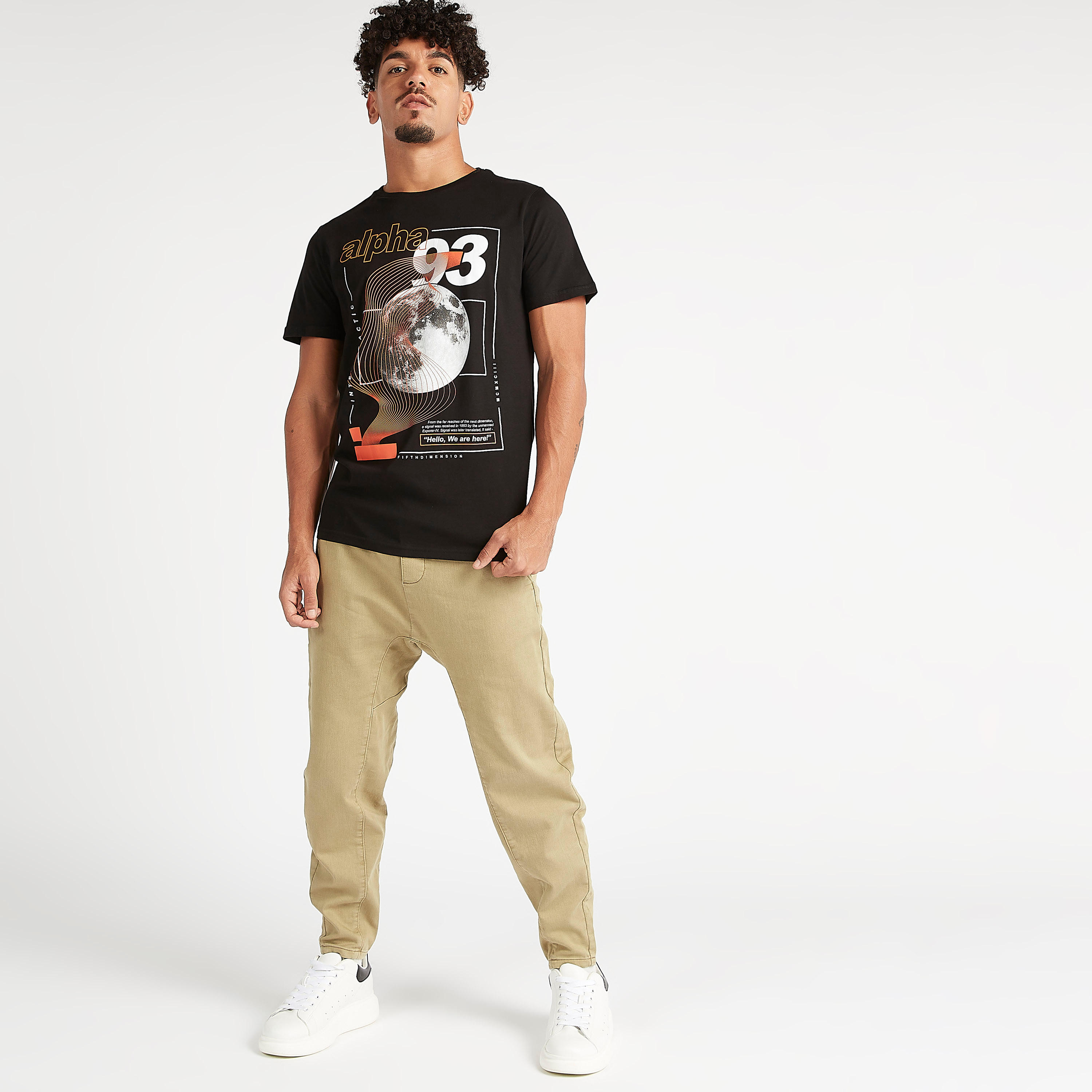 Graphic Print Crew Neck T-shirt with Short Sleeves-men-clothing-tshirtsandpolos-tshirts-image-2