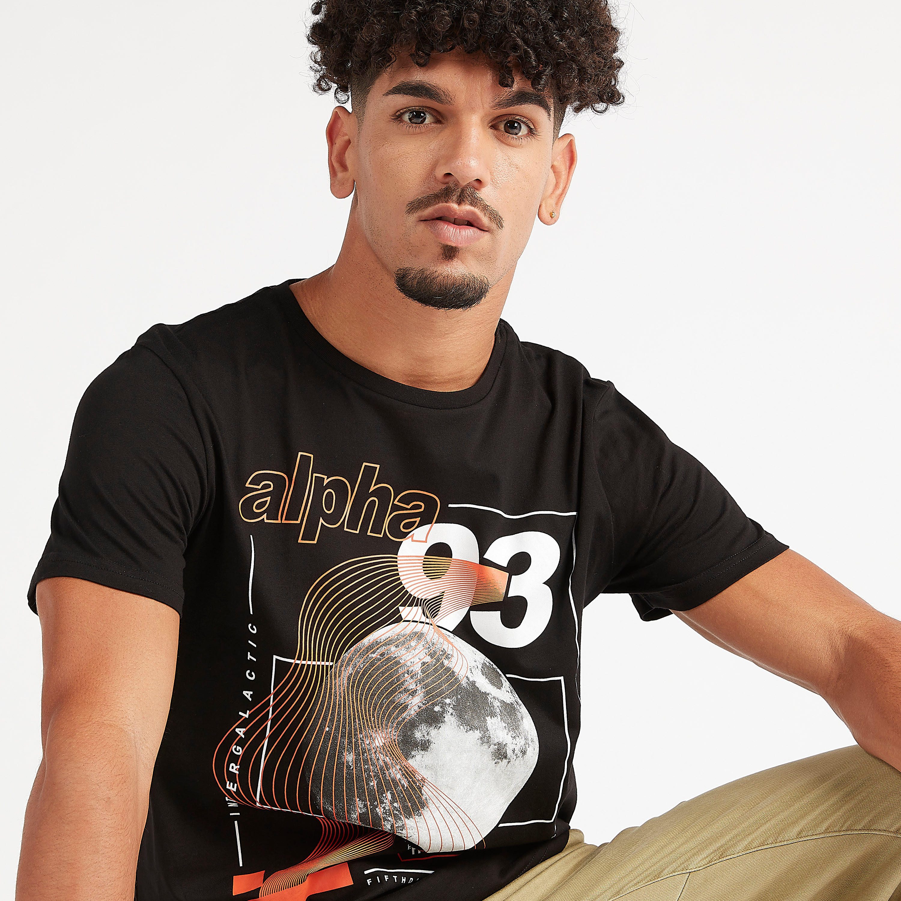 Graphic Print Crew Neck T-shirt with Short Sleeves-men-clothing-tshirtsandpolos-tshirts-image-3
