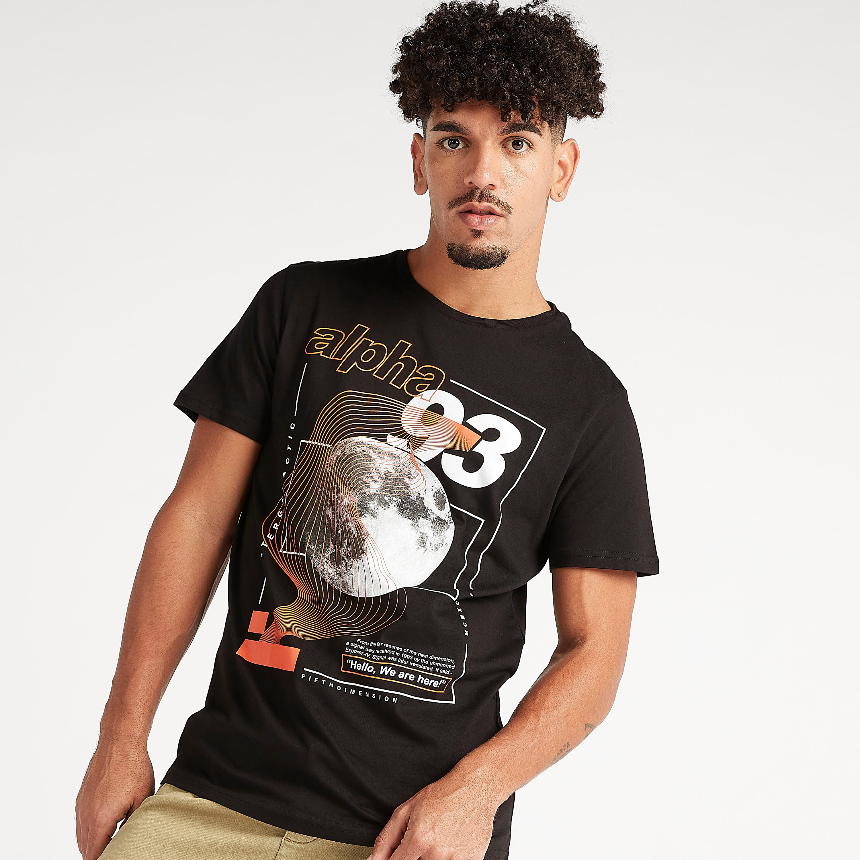 Graphic Print Crew Neck T-shirt with Short Sleeves-men-clothing-tshirtsandpolos-tshirts-image-5