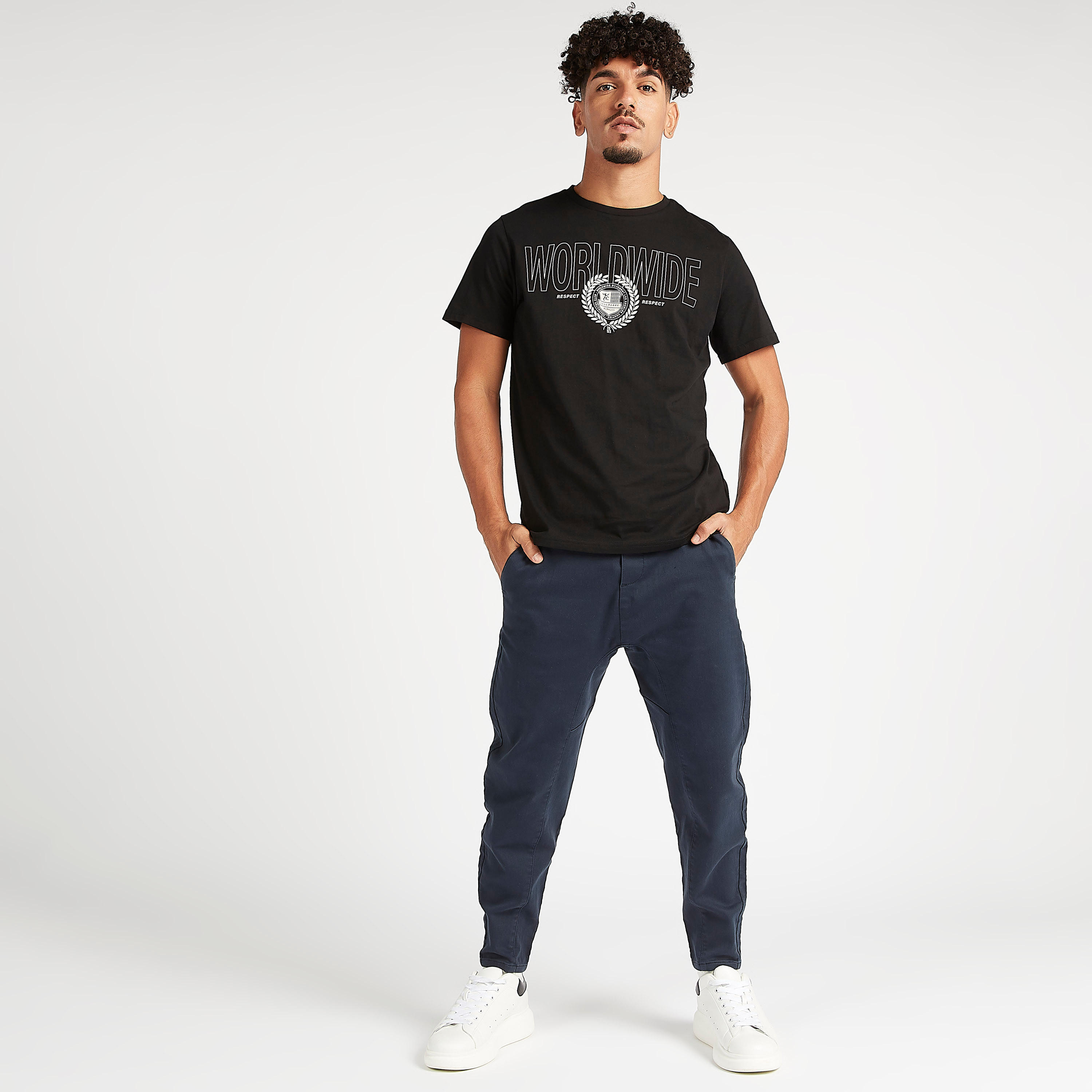 Printed Crew Neck T-shirt with Short Sleeves-men-clothing-tshirtsandpolos-tshirts-image-2