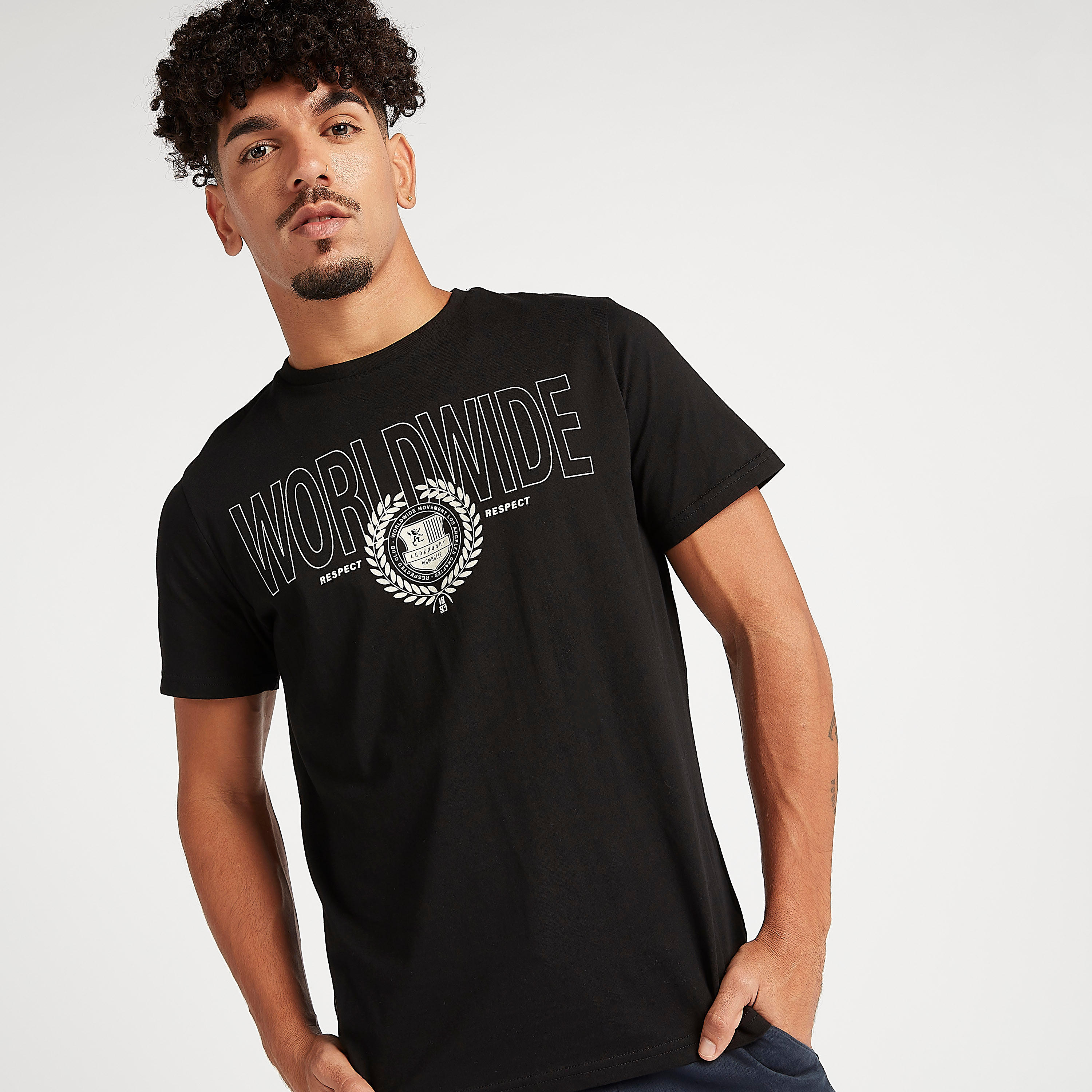 Printed Crew Neck T-shirt with Short Sleeves-men-clothing-tshirtsandpolos-tshirts-image-3